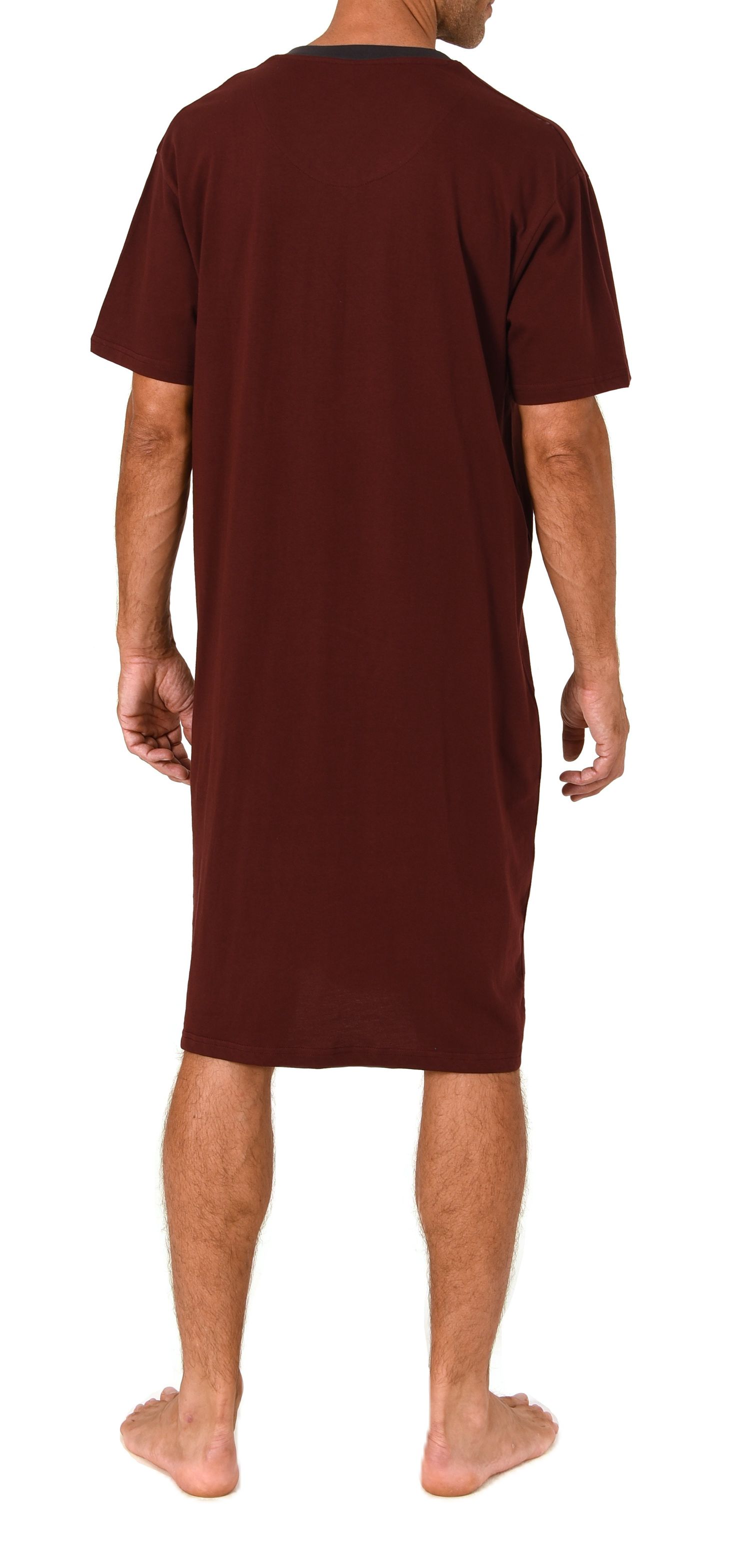 Normann Herren kurzarm Nachthemd mit eleganten Frontprint  - auch in Übergrössen