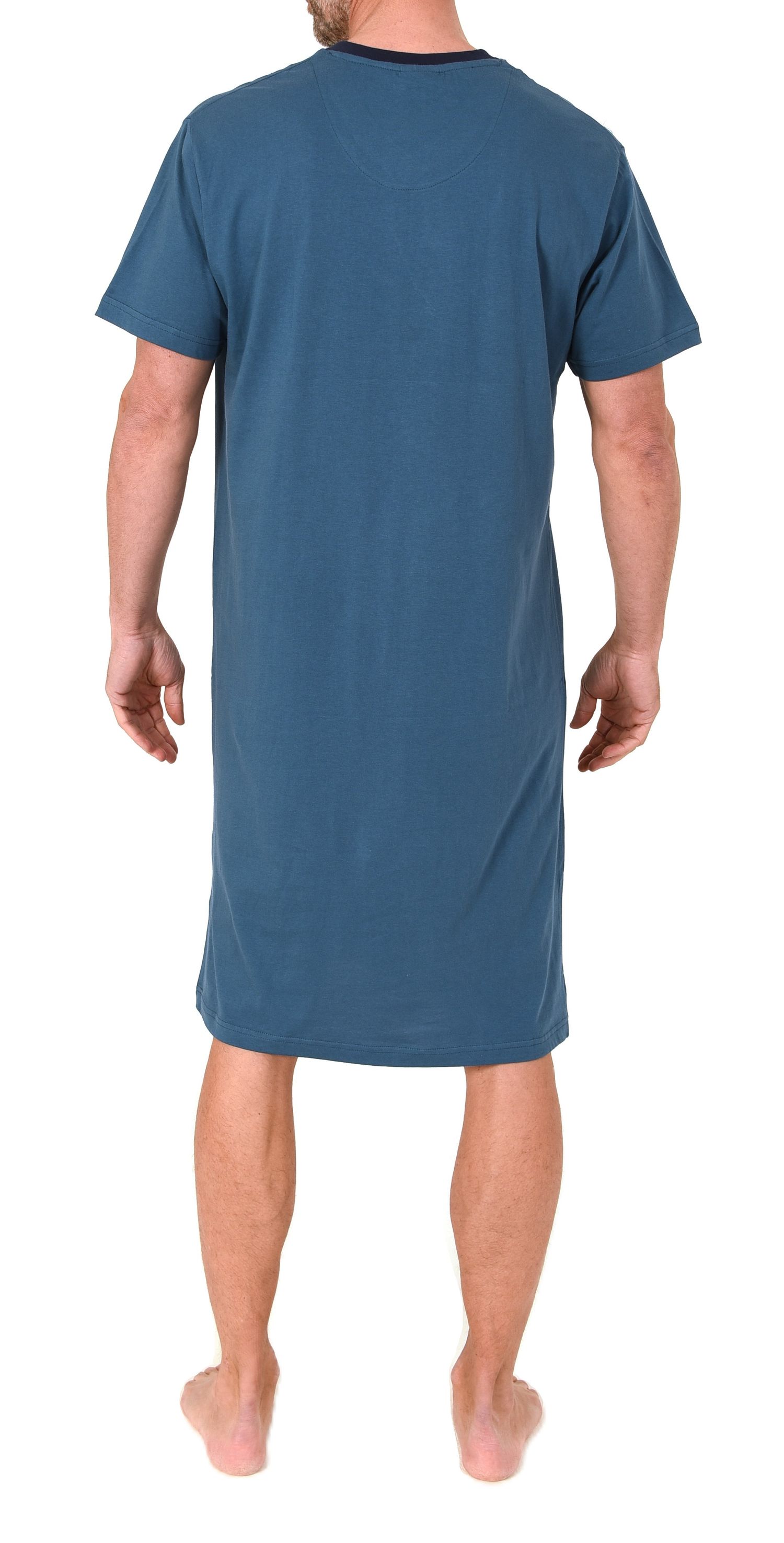 Normann Herren kurzarm Nachthemd mit eleganten Frontprint  - auch in Übergrössen