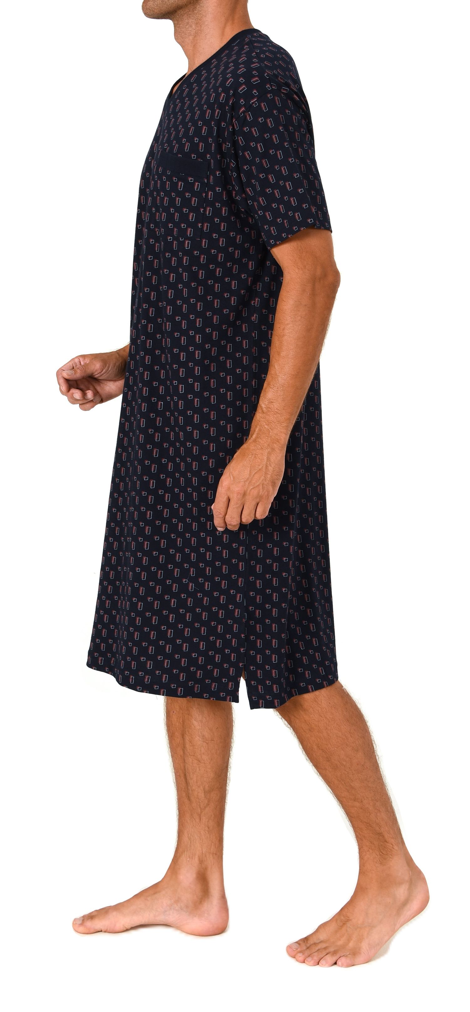 Normann Herren kurzarm Nachthemd im edlen Minimal-Print – Sleepshirt auch in Übergrößen
