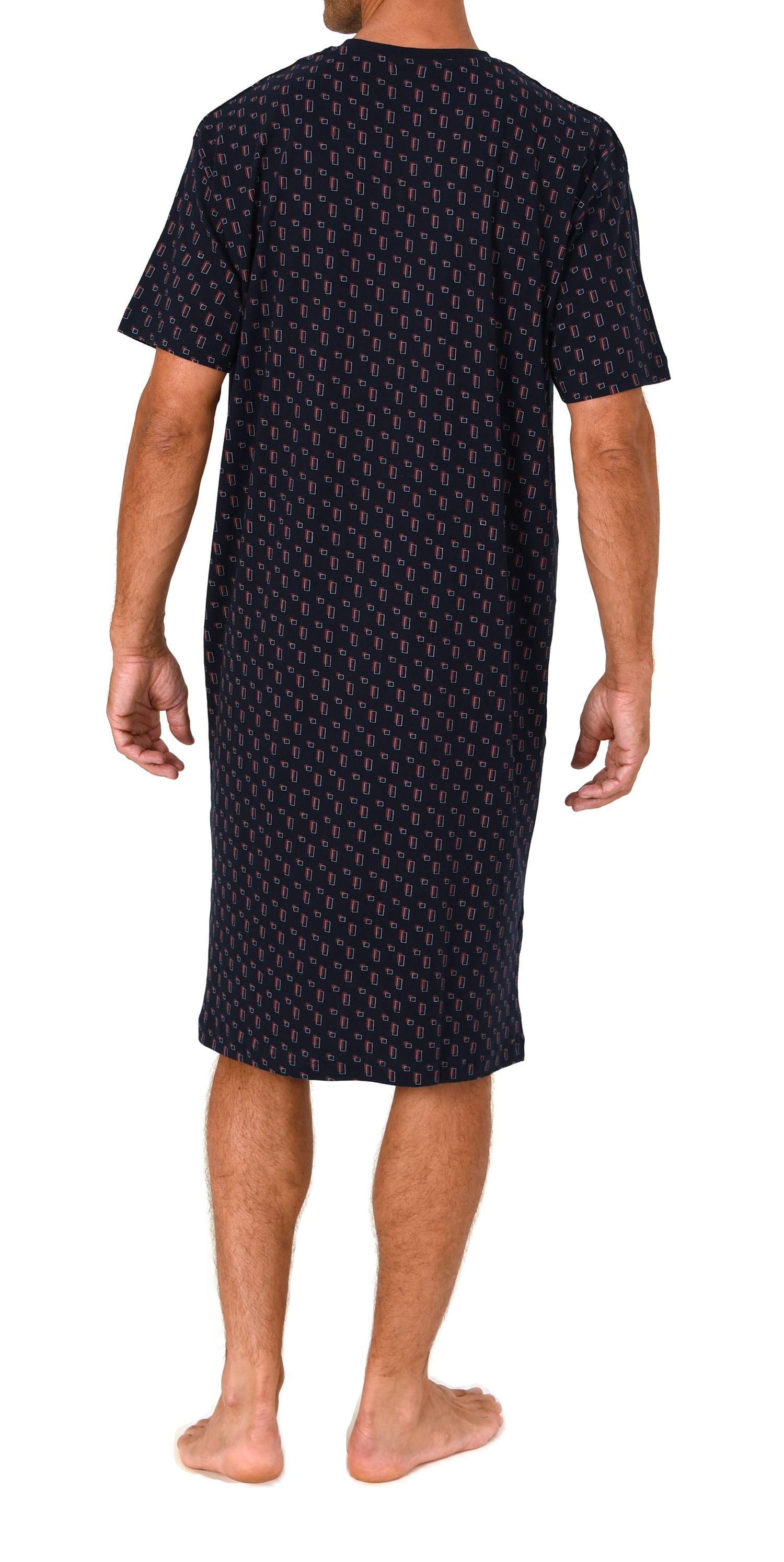 Normann Herren kurzarm Nachthemd im edlen Minimal-Print – Sleepshirt auch in Übergrößen
