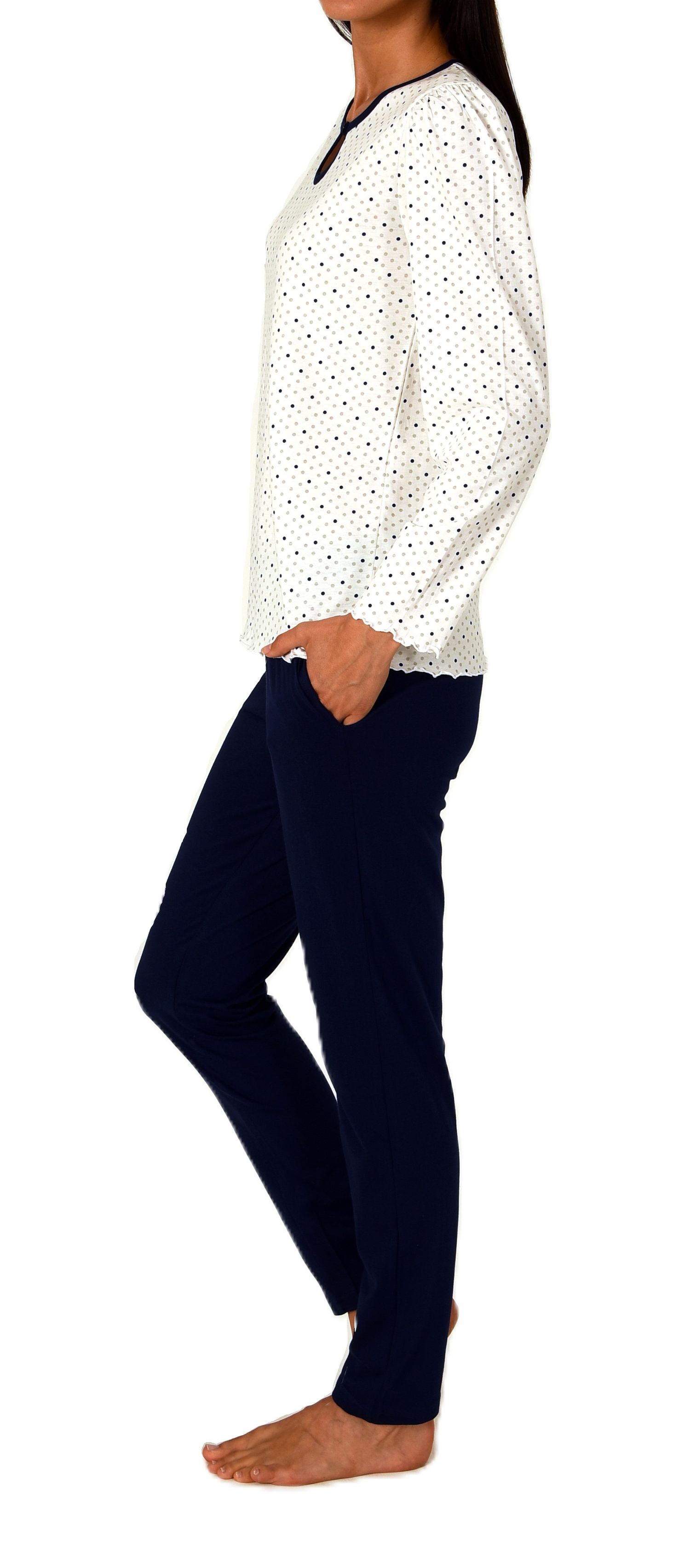 Normann Damen Schlafanzug langarm Pyjama in Tupfen Punkte Optik – auch in Übergrößen Normann Damen Schlafanzug langarm Pyjama in Tupfen Punkte Optik – auch in Übergrößen