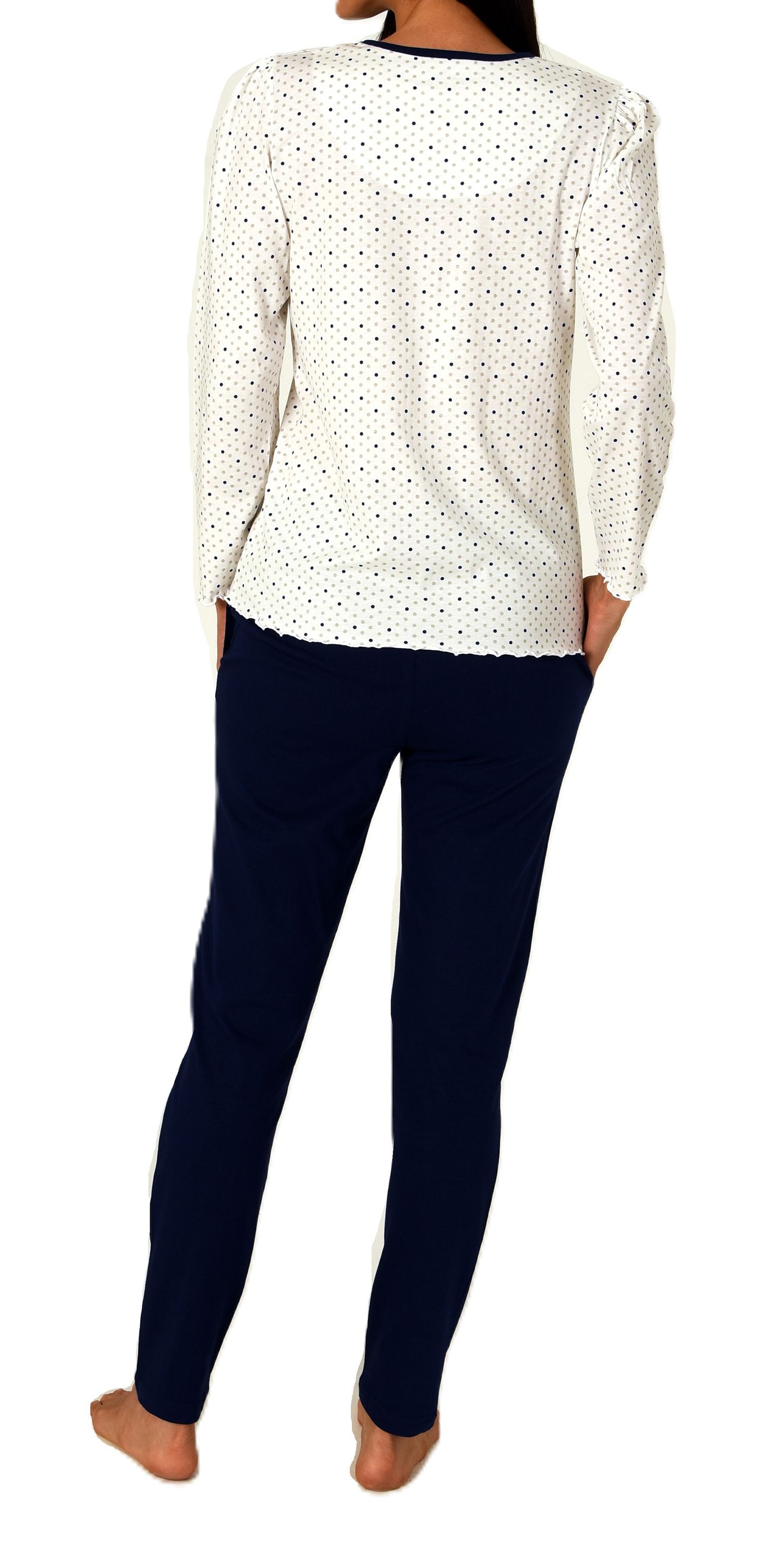 Normann Damen Schlafanzug langarm Pyjama in Tupfen Punkte Optik – auch in Übergrößen Normann Damen Schlafanzug langarm Pyjama in Tupfen Punkte Optik – auch in Übergrößen