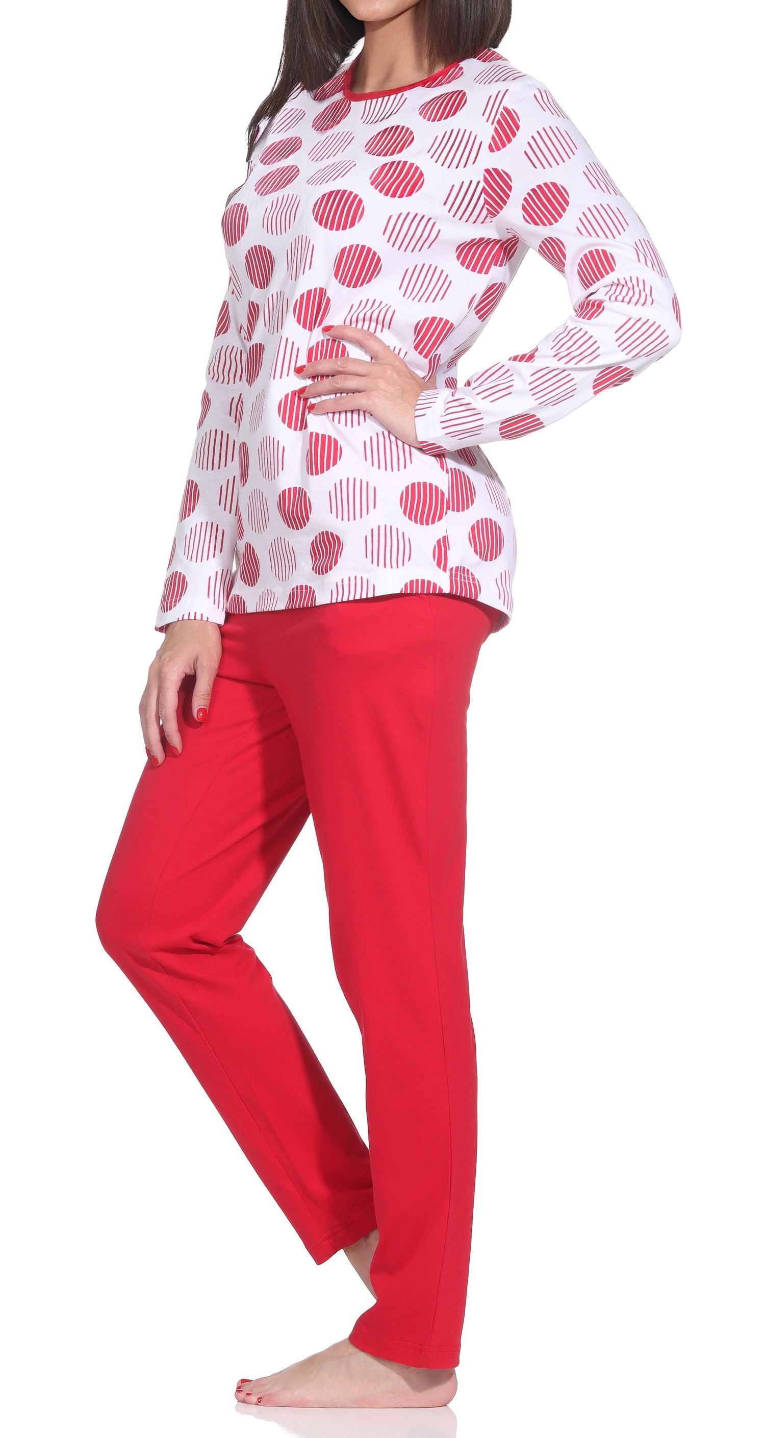 Normann Damen langarm Schlafanzug Pyjama in Tupfen-Punkte Design - auch in Übergrössen Normann Damen langarm Schlafanzug Pyjama in Tupfen-Punkte Design - auch in Übergrössen