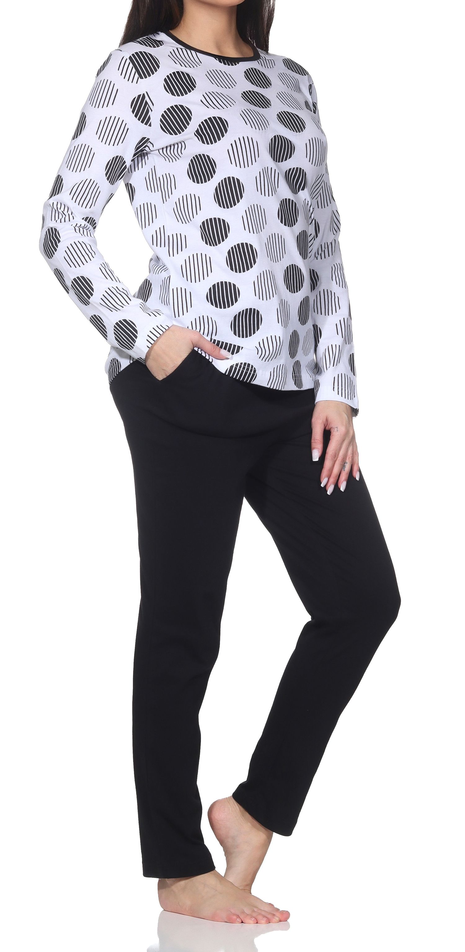 Normann Damen langarm Schlafanzug Pyjama in Tupfen-Punkte Design - auch in Übergrössen Normann Damen langarm Schlafanzug Pyjama in Tupfen-Punkte Design - auch in Übergrössen