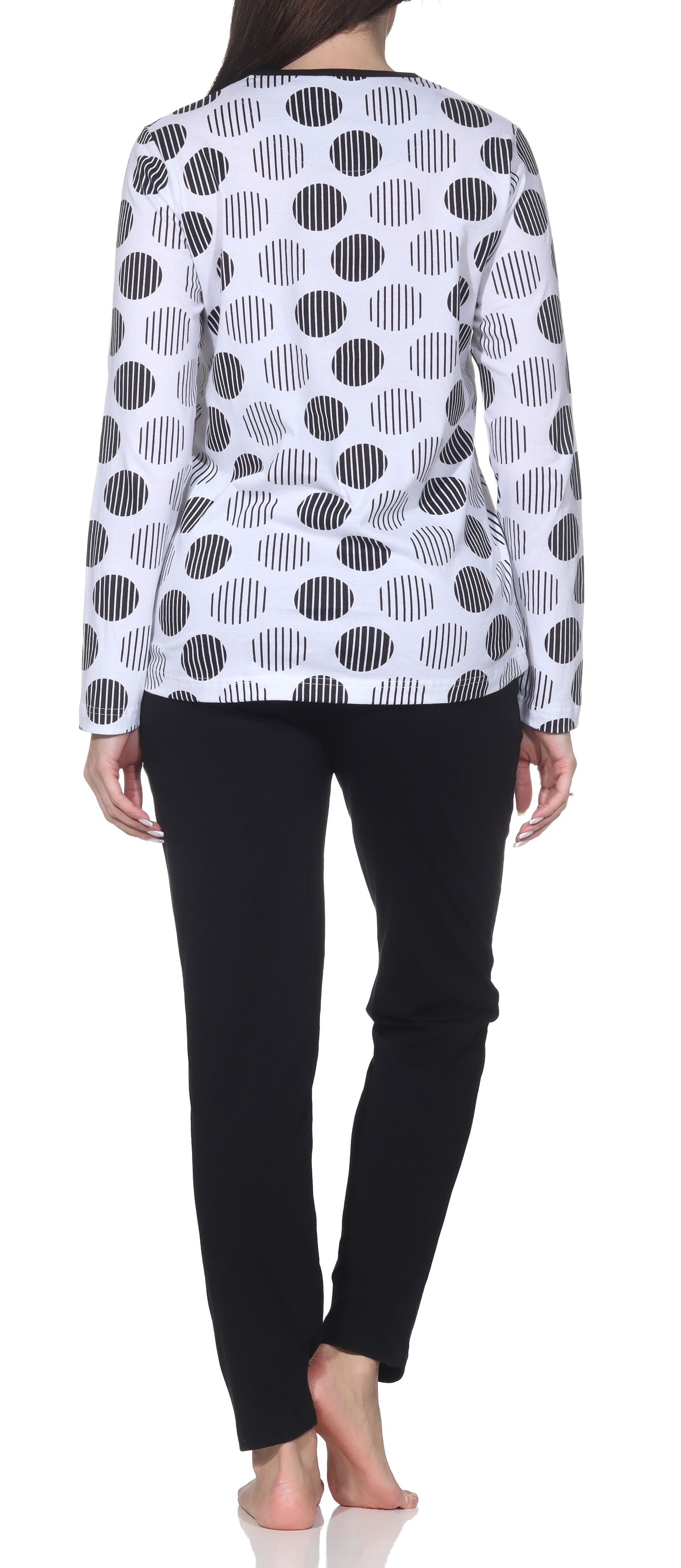 Normann Damen langarm Schlafanzug Pyjama in Tupfen-Punkte Design - auch in Übergrössen