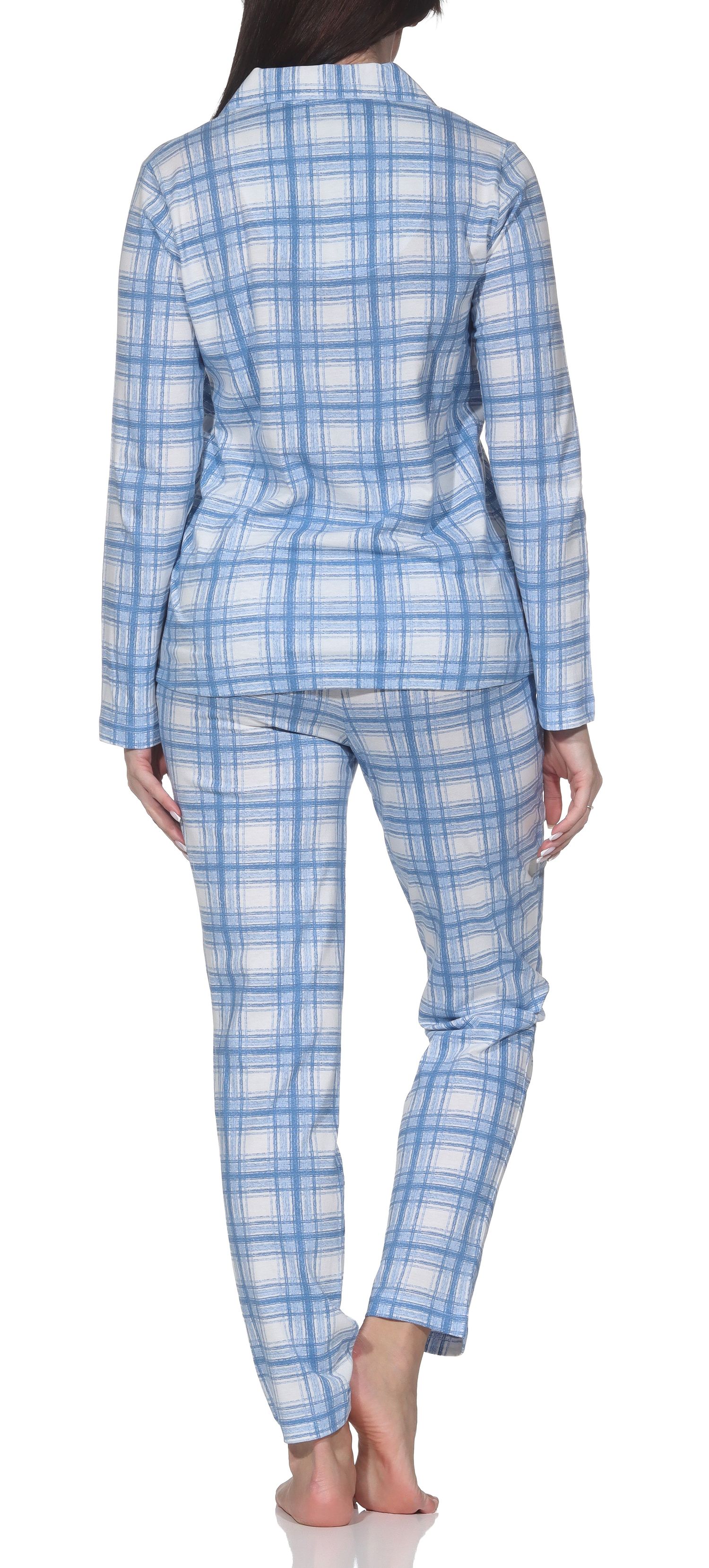 Normann Damen Jersey Pyjama langarm zum durchknöpfen in Karo Optik - auch in Übergrößen Normann Damen Jersey Pyjama langarm zum durchknöpfen in Karo Optik - auch in Übergrößen