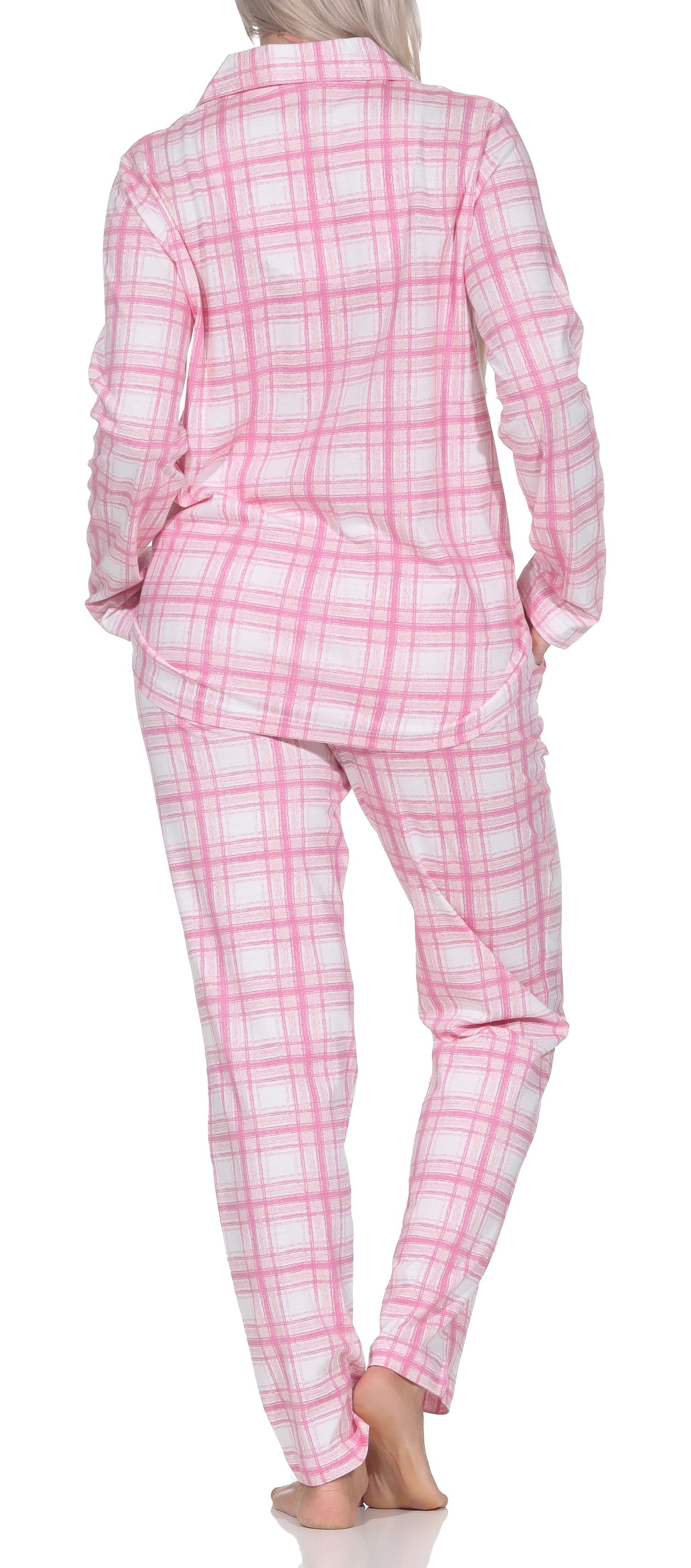 Normann Damen Jersey Pyjama langarm zum durchknöpfen in Karo Optik - auch in Übergrößen Normann Damen Jersey Pyjama langarm zum durchknöpfen in Karo Optik - auch in Übergrößen