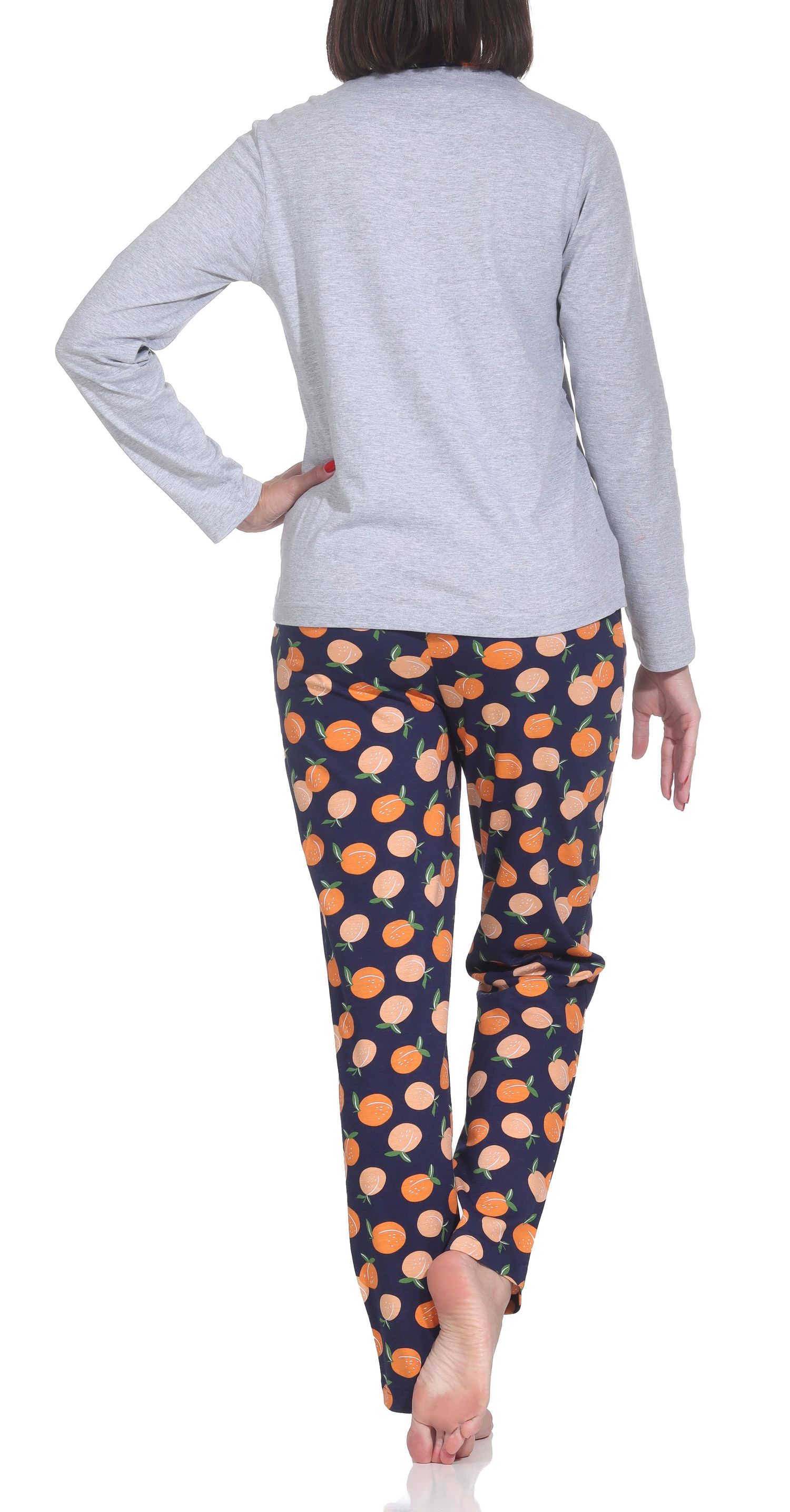 Normann Damen Pyjama langarm Schlafanzug – „Peachy“ Design – Soft-Jersey Komfort Normann Damen Pyjama langarm Schlafanzug – „Peachy“ Design – Soft-Jersey Komfort