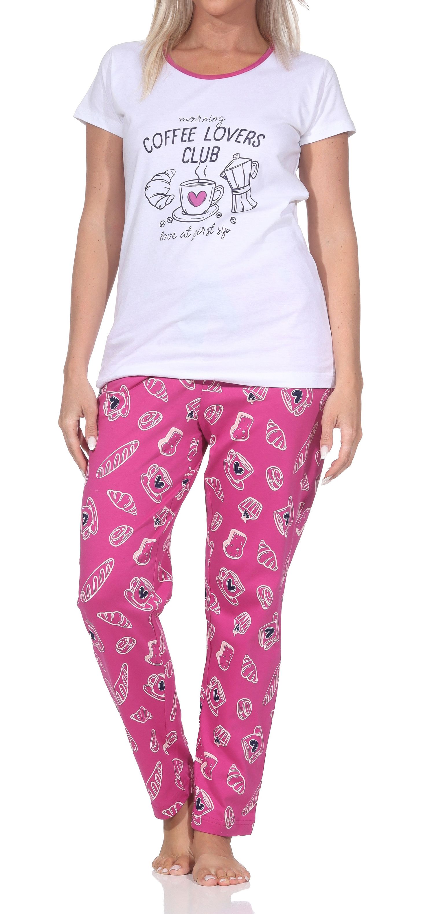 Normann Damen Schlafanzug kurzarm mit langer Pyjamahose - auch in Übergröße