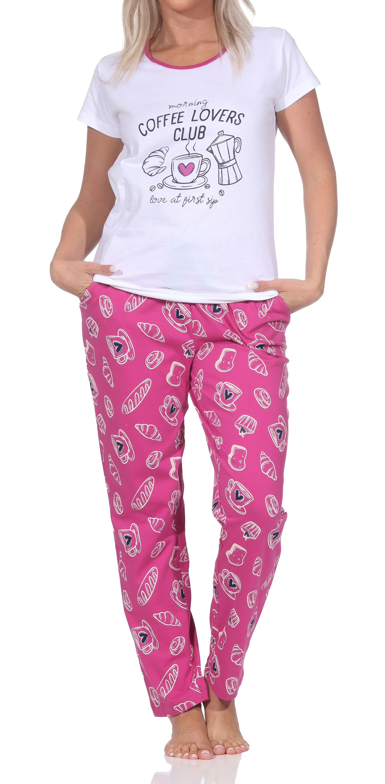 Normann Damen Schlafanzug kurzarm mit langer Pyjamahose - auch in Übergröße