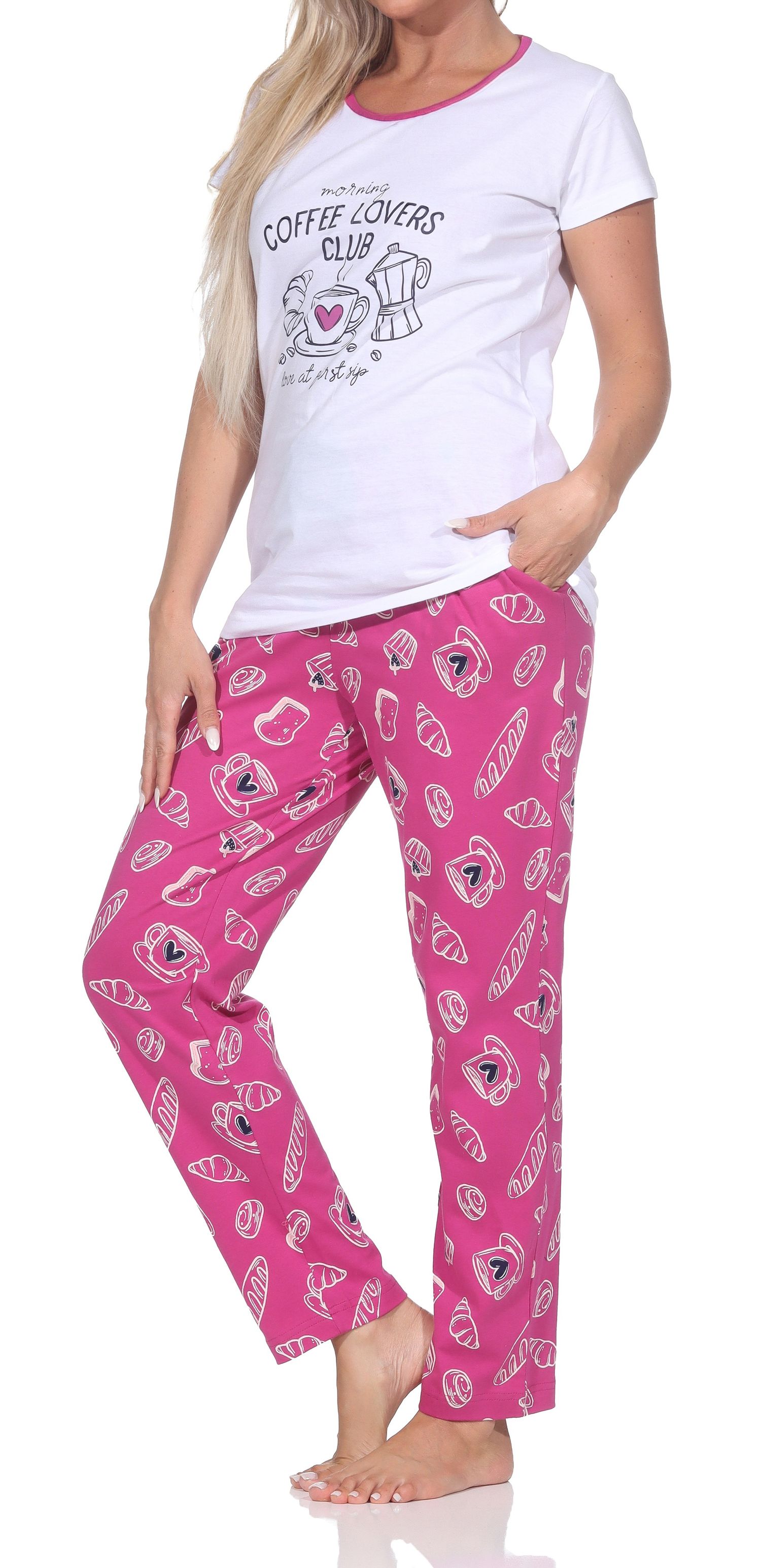 Normann Damen Schlafanzug kurzarm mit langer Pyjamahose - auch in Übergröße