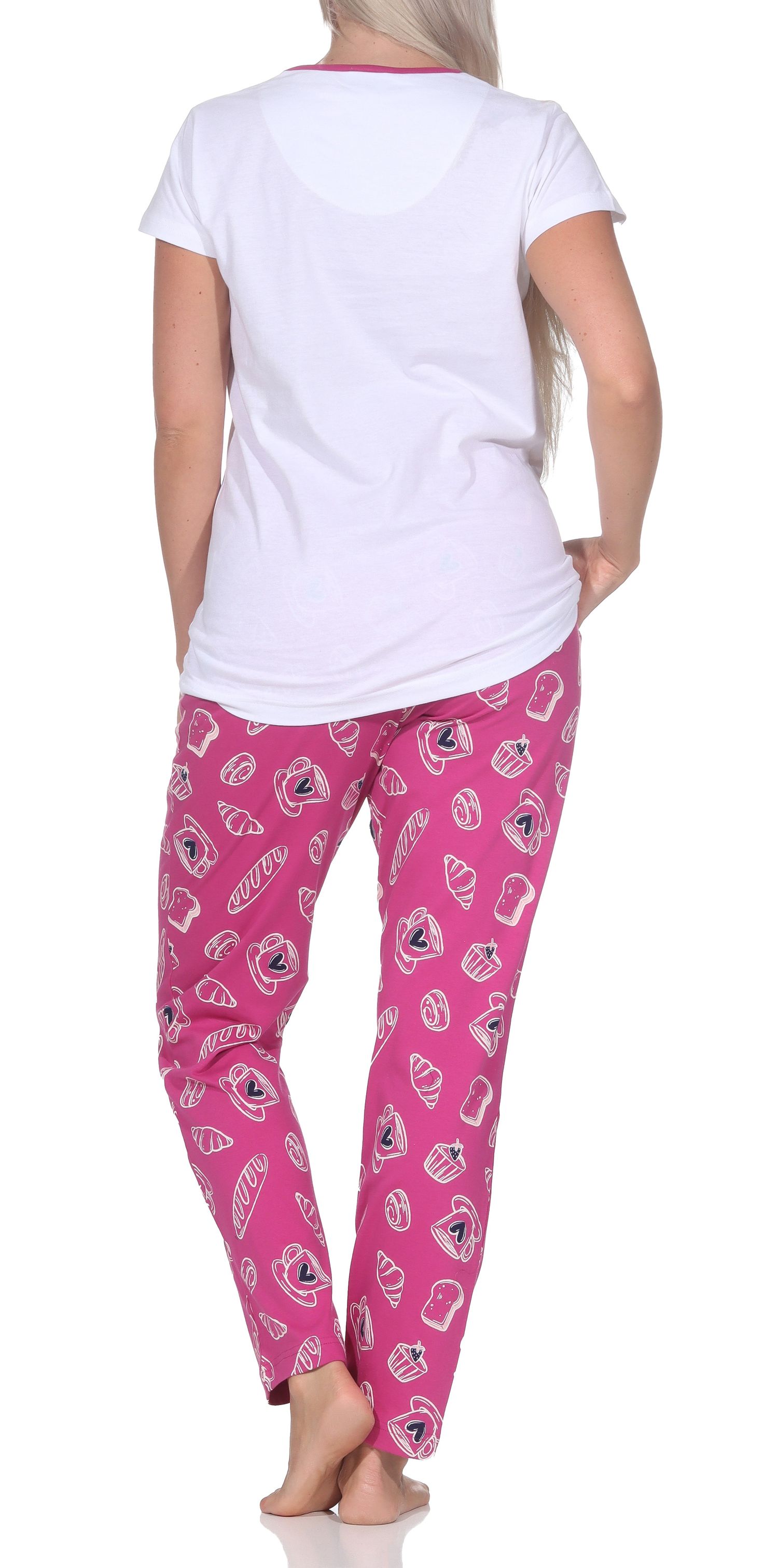 Normann Damen Schlafanzug kurzarm mit langer Pyjamahose - auch in Übergröße
