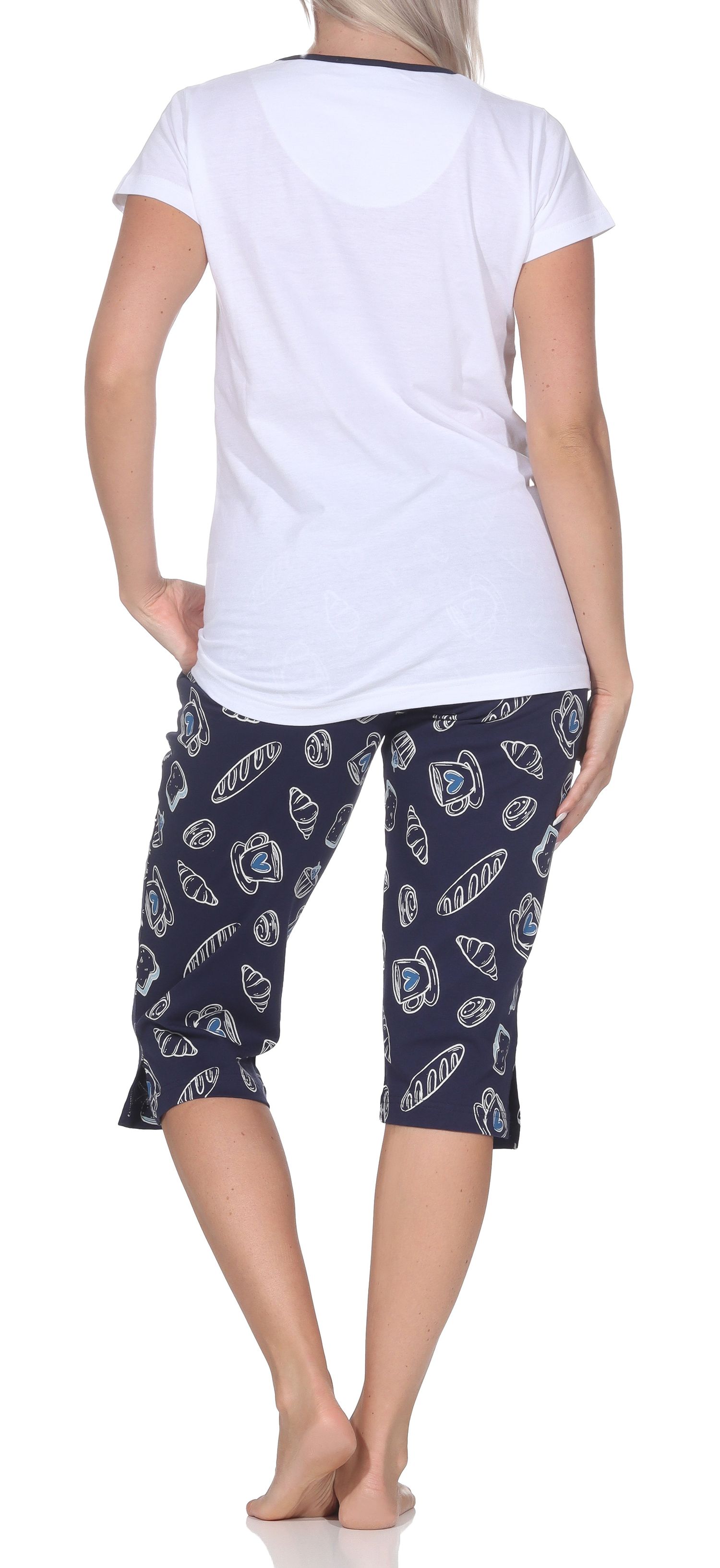 Normann Damen Capri-Pyjama kurzarm Shorty – „Coffee Lovers Club“ - auch in Übergrößen