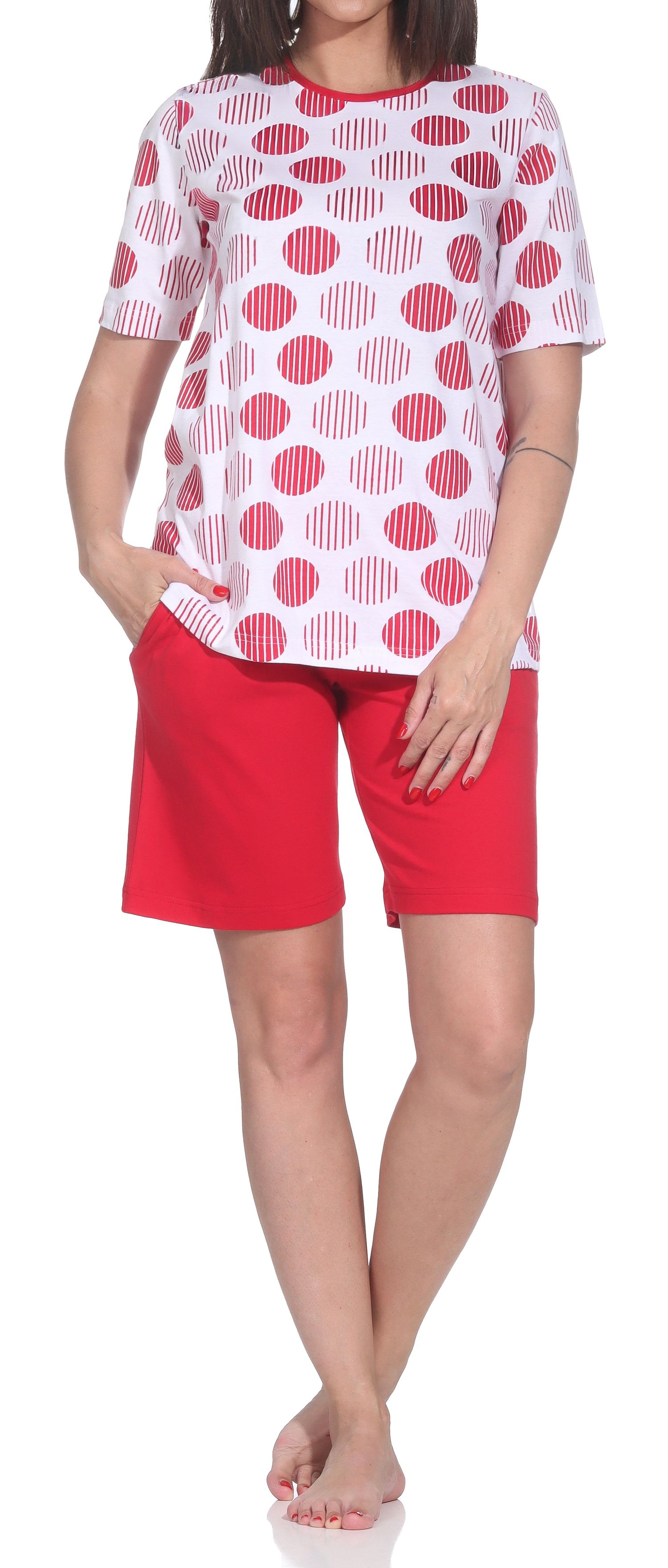Normann Damen kurzarm Shorty-Schlafanzug – Sommerliches Punkte-Design, auch in Übergrößen
