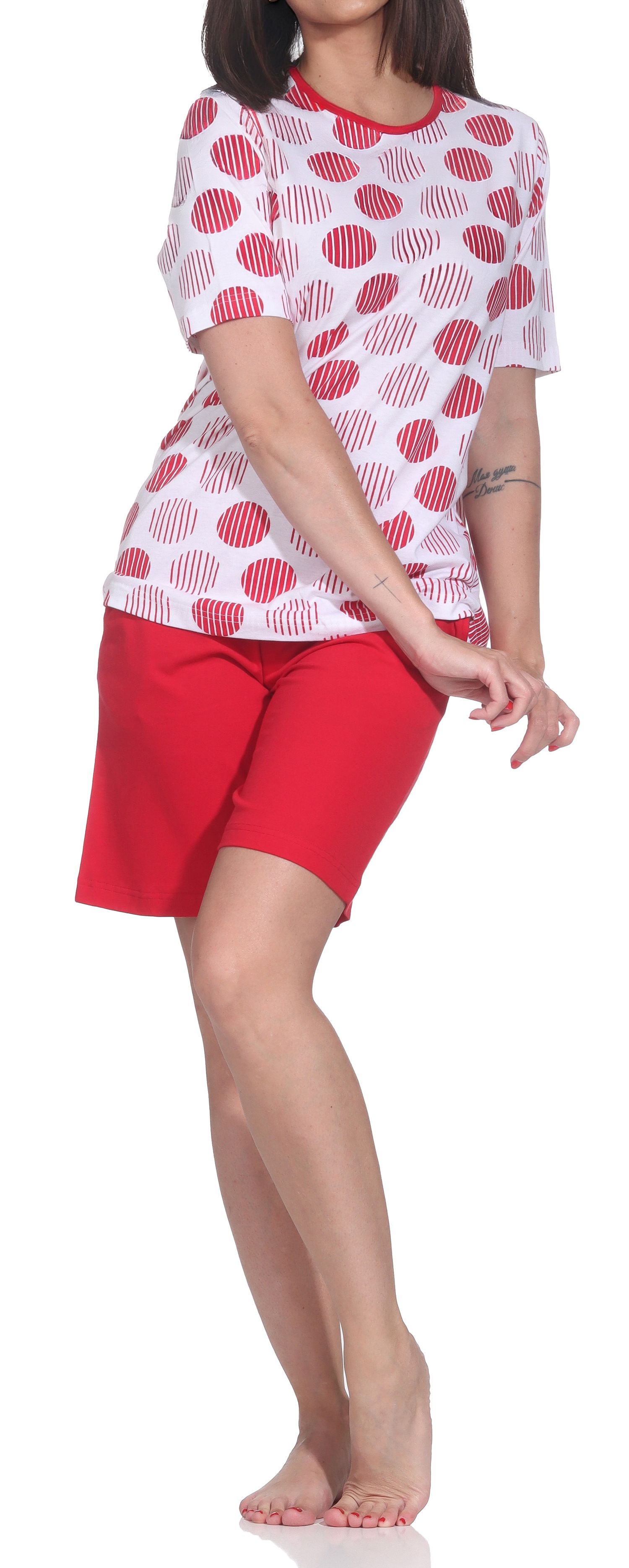 Normann Damen kurzarm Shorty-Schlafanzug – Sommerliches Punkte-Design, auch in Übergrößen