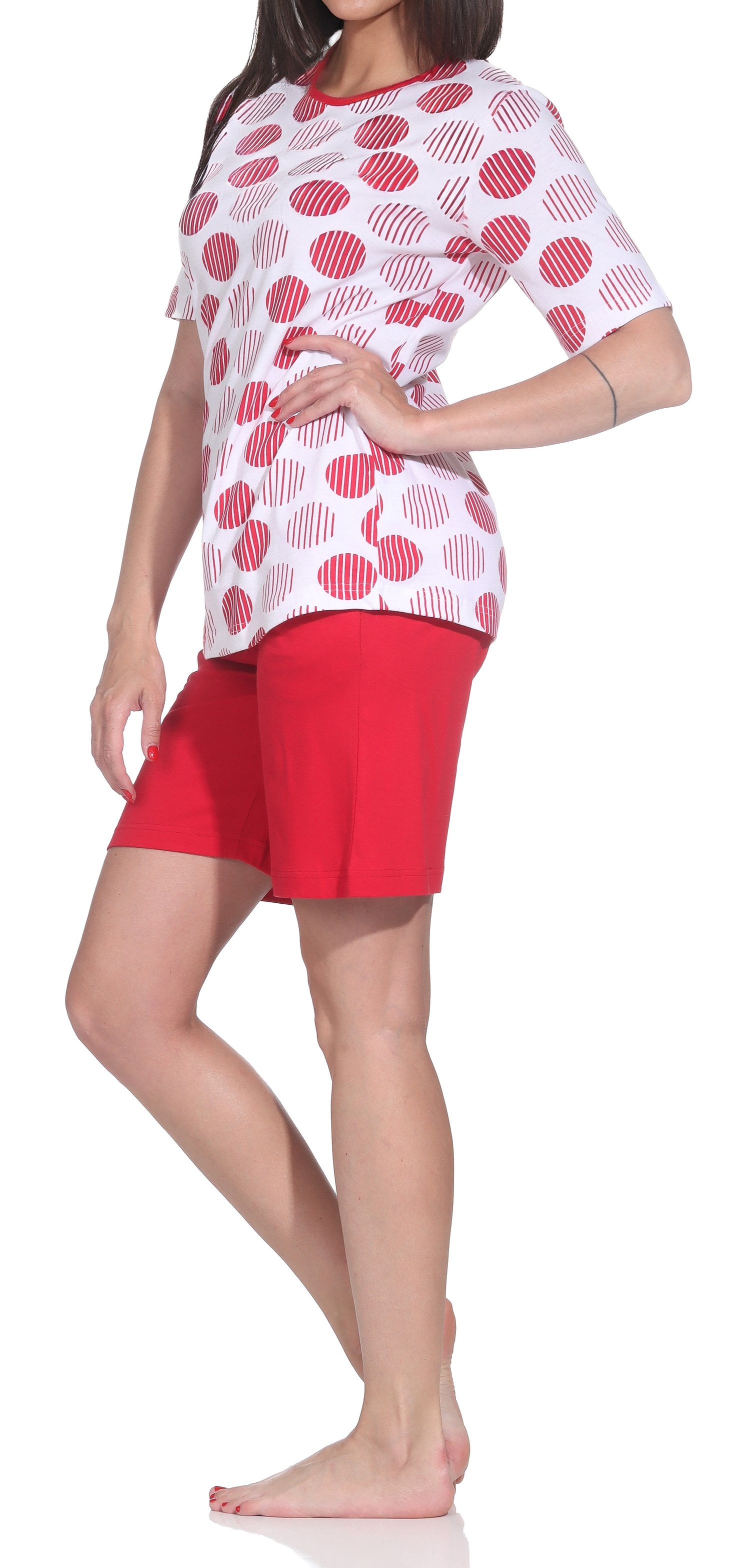 Normann Damen kurzarm Shorty-Schlafanzug – Sommerliches Punkte-Design, auch in Übergrößen