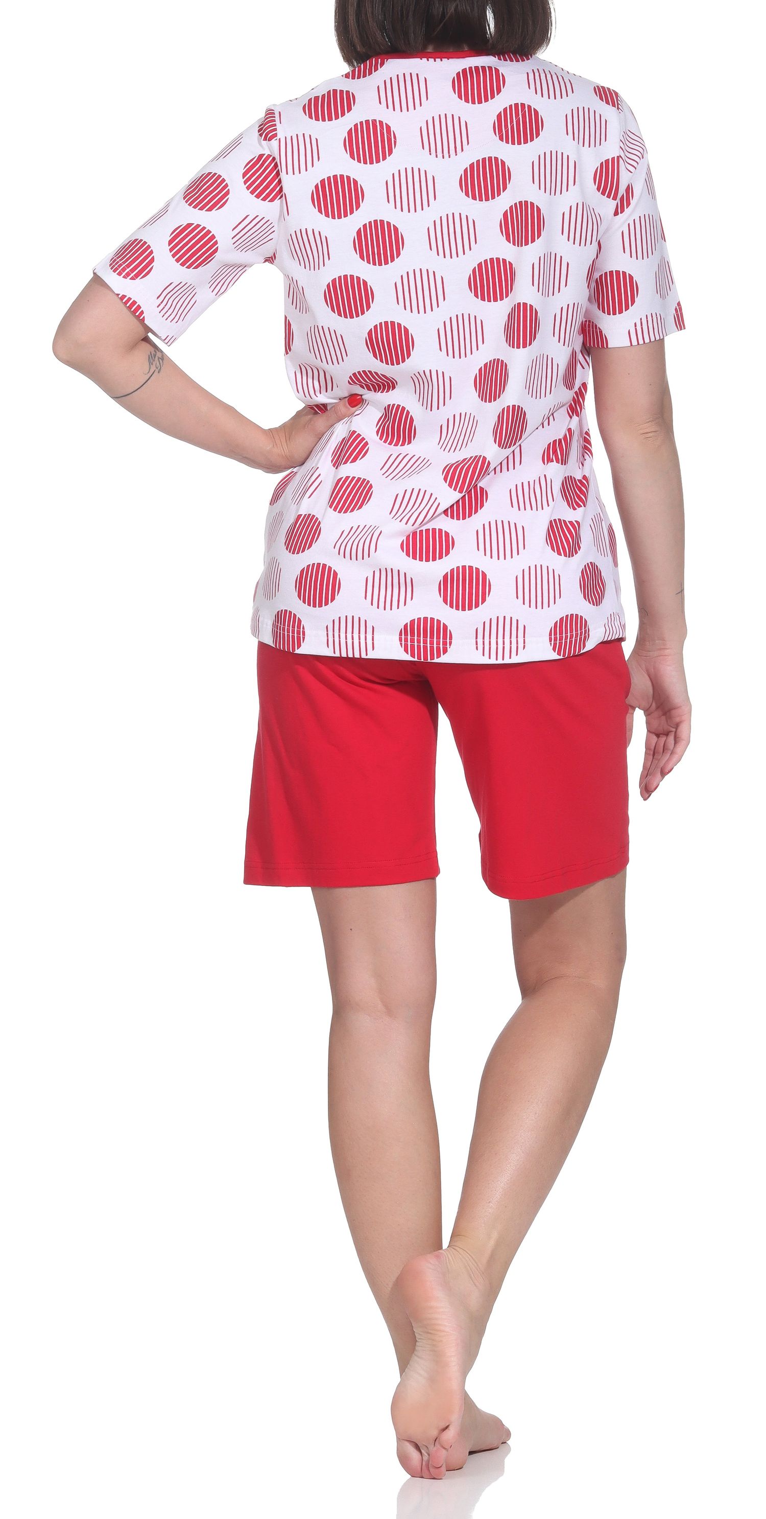 Normann Damen kurzarm Shorty-Schlafanzug – Sommerliches Punkte-Design, auch in Übergrößen