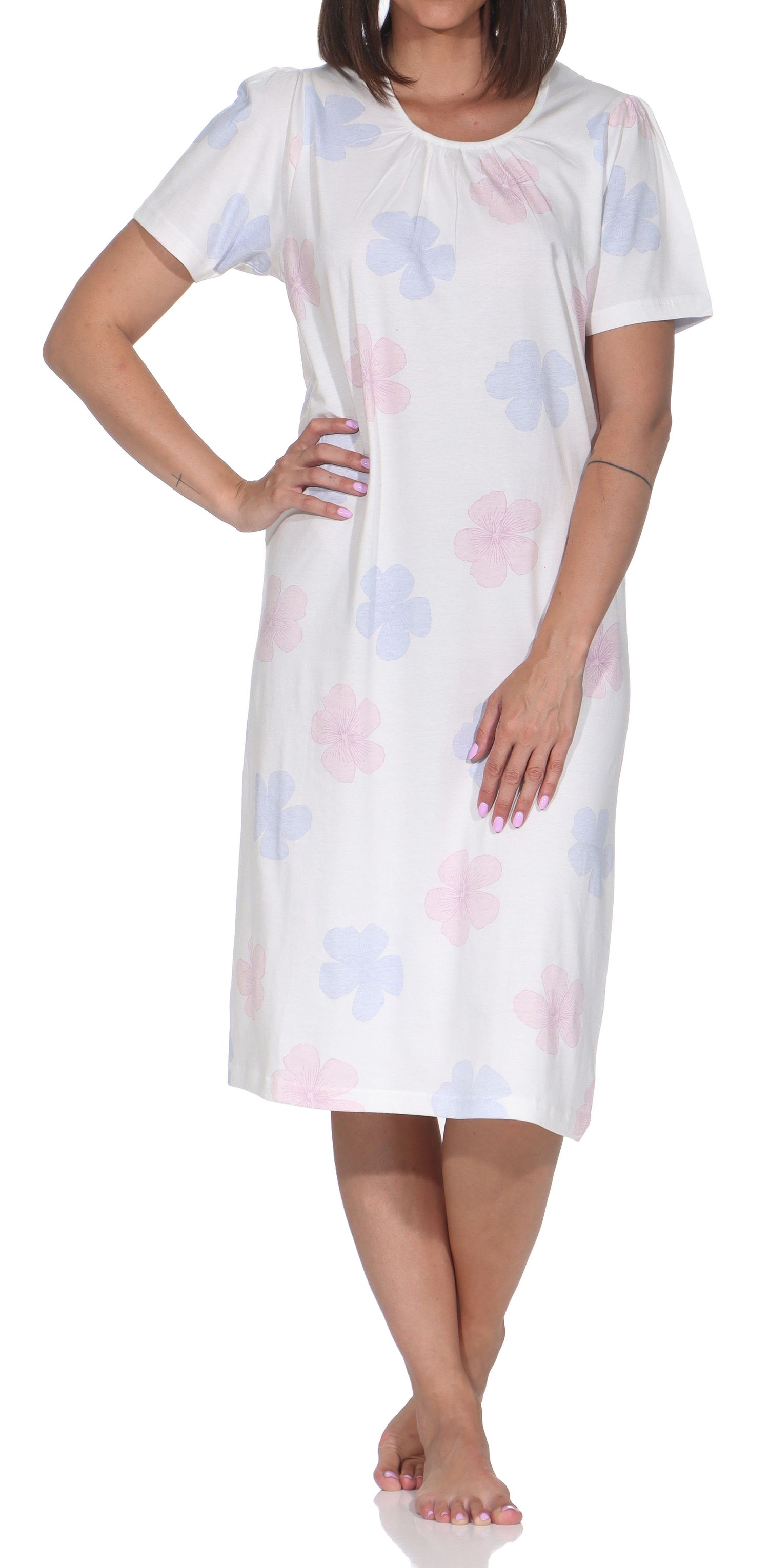 Normann Damen Nachthemd kurzarm in wunderschönen Floral-Design – auch in Übergrößen