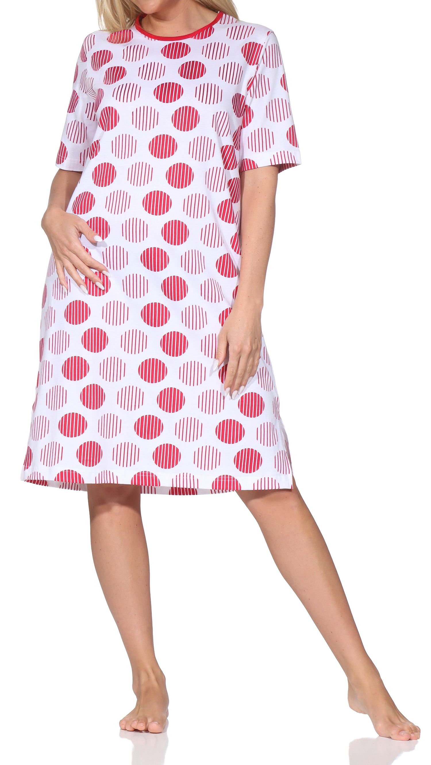 Normann Damen kurzarm Nachthemd – Sommerliches Punkte-Design – auch in Übergrössen