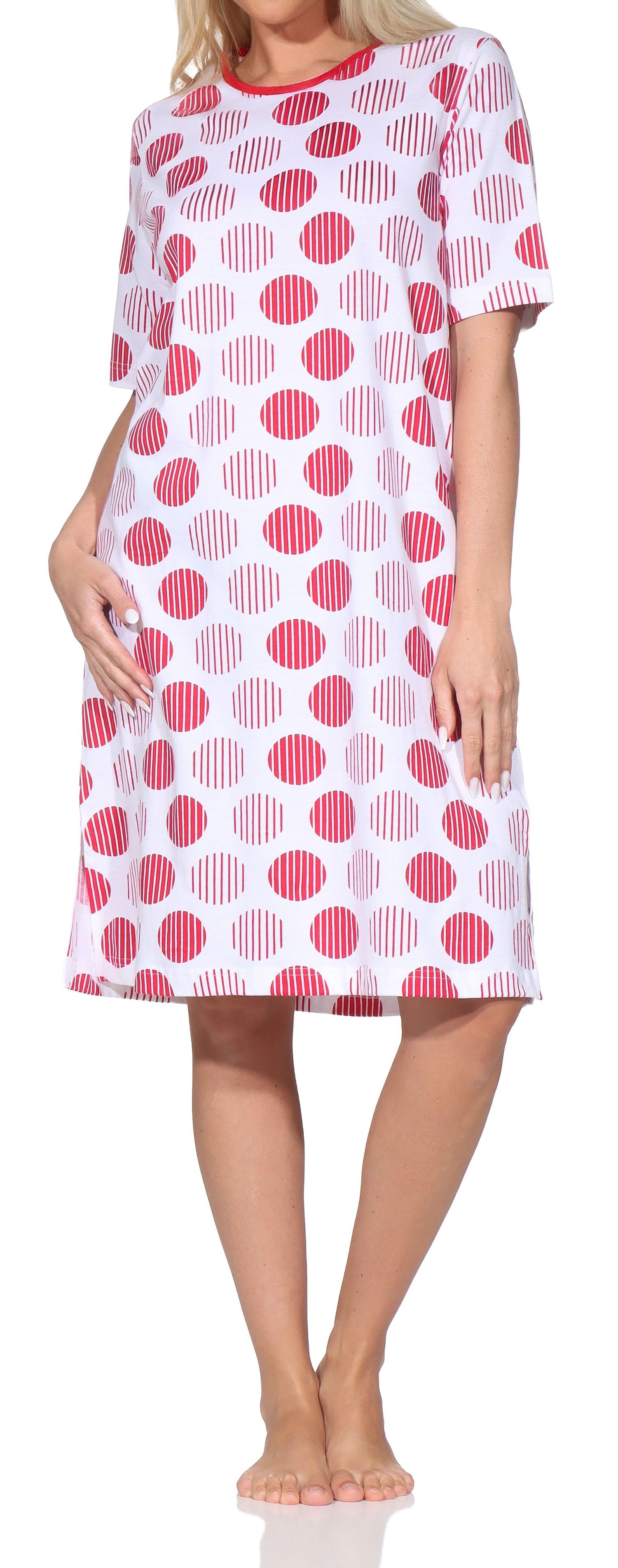 Normann Damen kurzarm Nachthemd – Sommerliches Punkte-Design – auch in Übergrössen