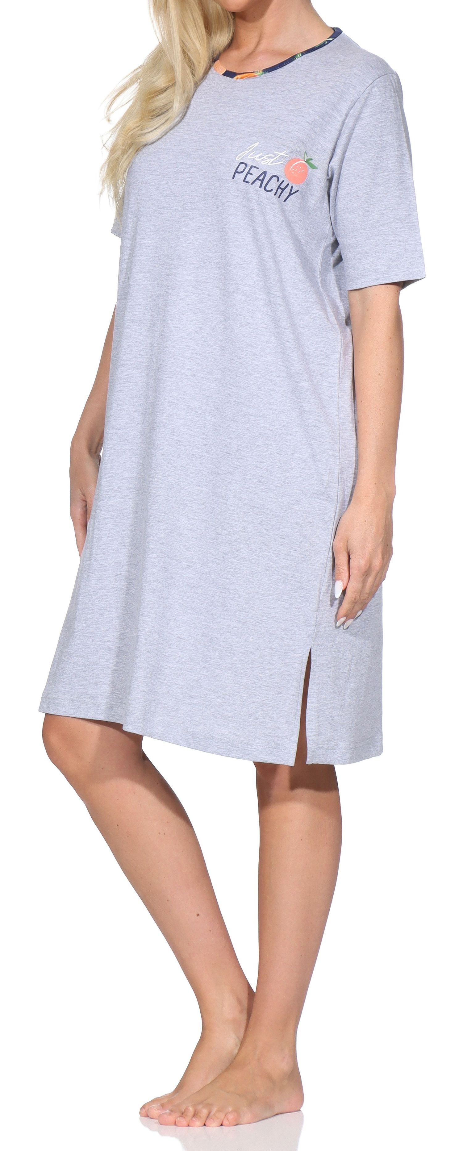 Normann Damen Nachthemd kurzarm – „Peachy“ Design – auch in Übergrößen