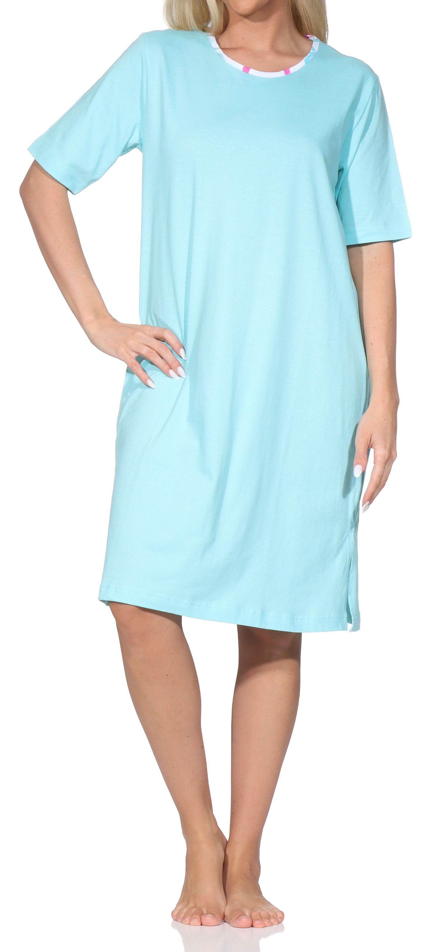 Normann Damen kurzarm Nachthemd – Romantisches Schleifen & Rosen-Design