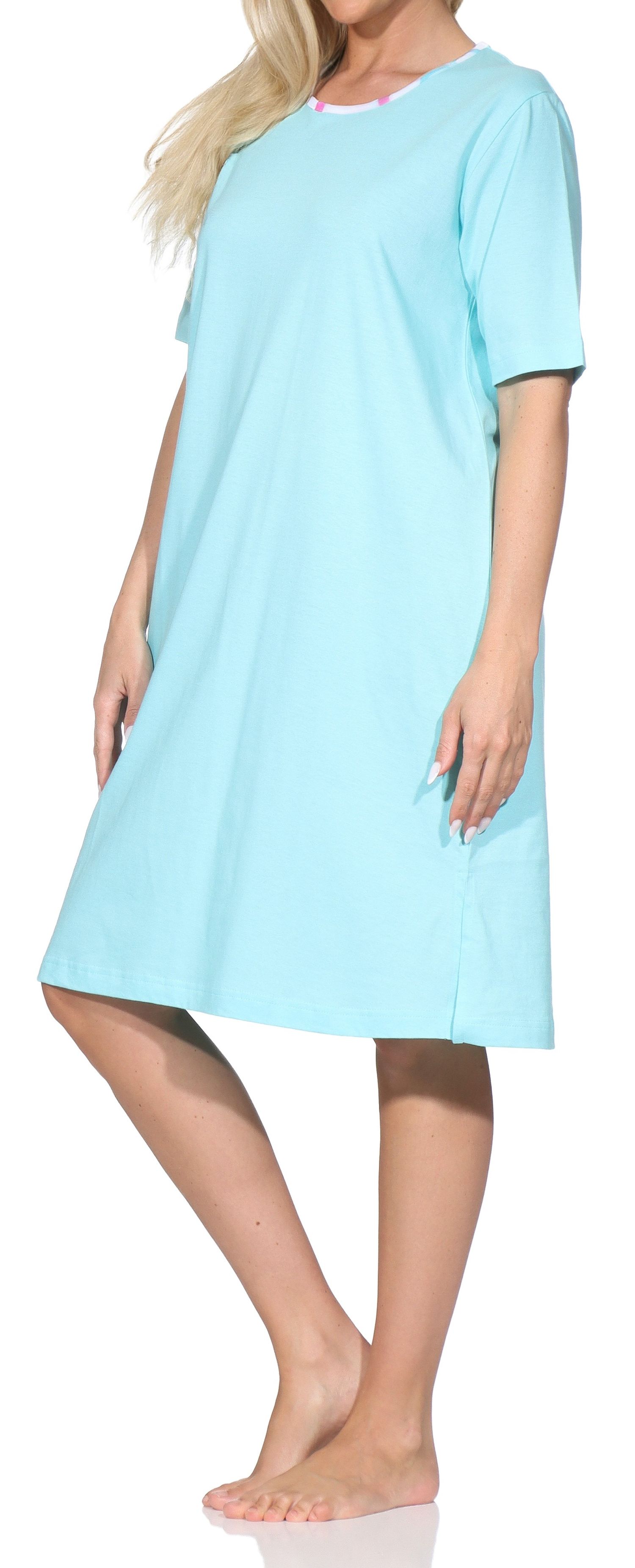 Normann Damen kurzarm Nachthemd – Romantisches Schleifen & Rosen-Design