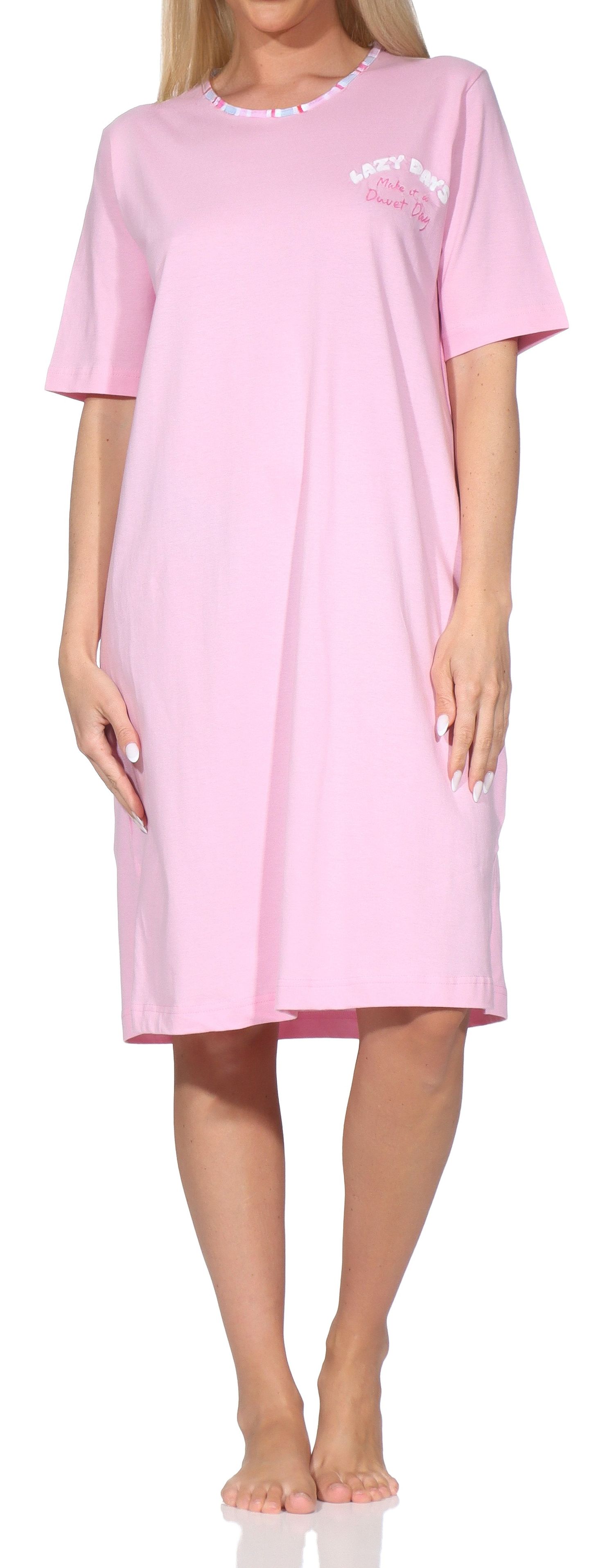 Normann Damen kurzarm Nachthemd Sleepshirt in edler Optik – auch in Übergrößen