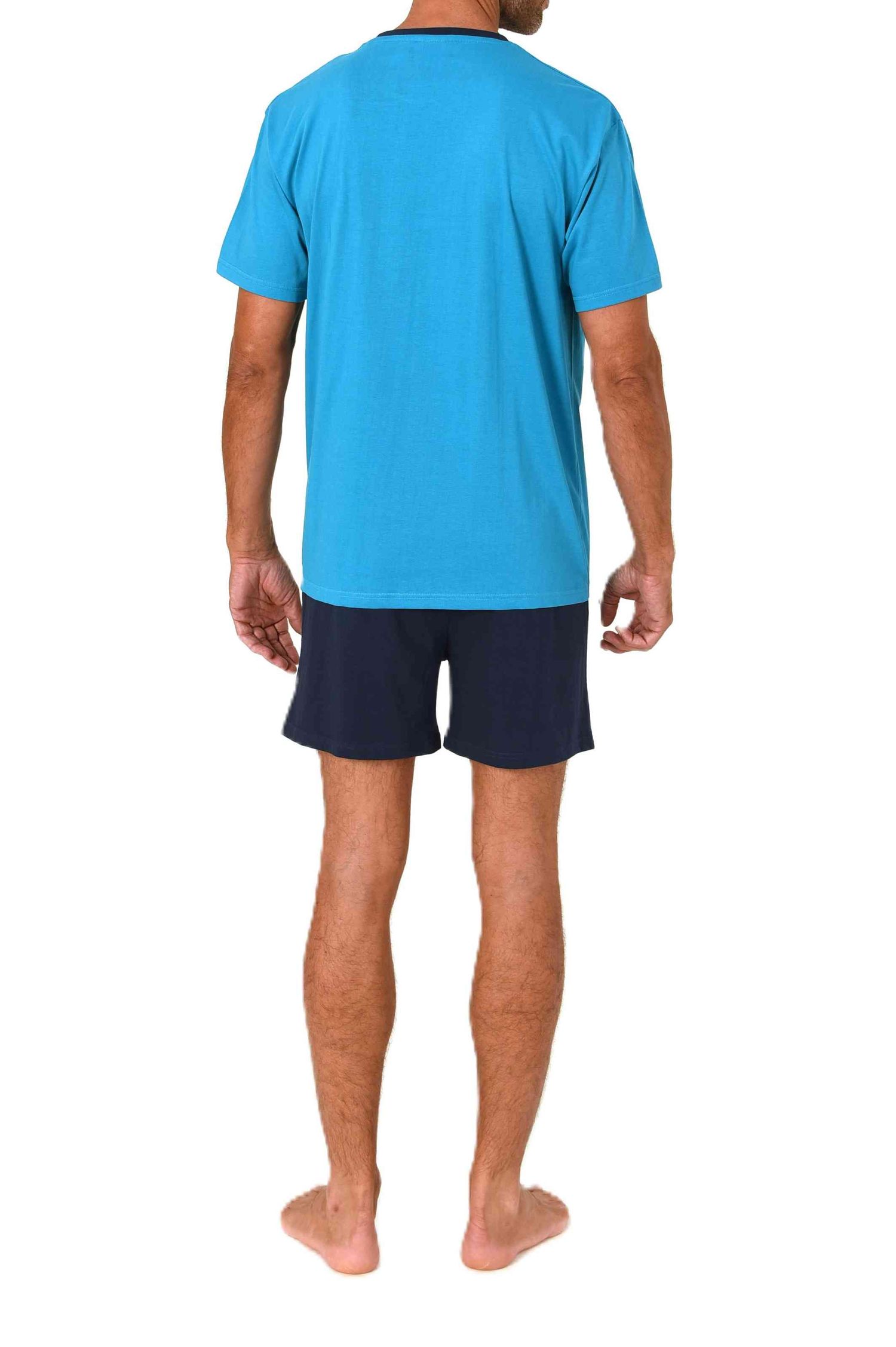 Normann Herren kurzarm Schlafanzug Shorty Pyjama mit edlen Frontprint