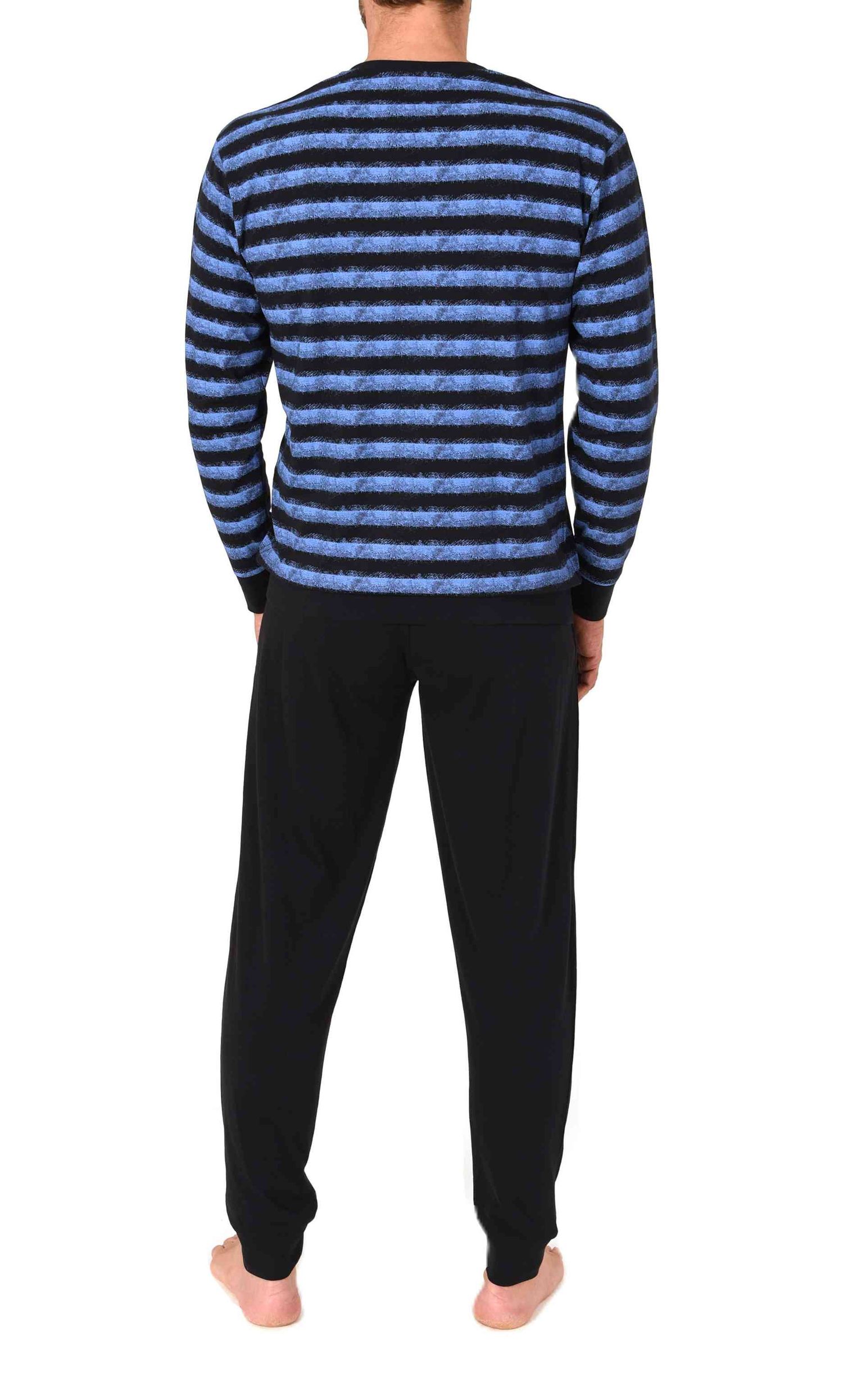 Normann Herren langarm Schlafanzug mit Bündchen – Pyjama in toller Streifenoptik