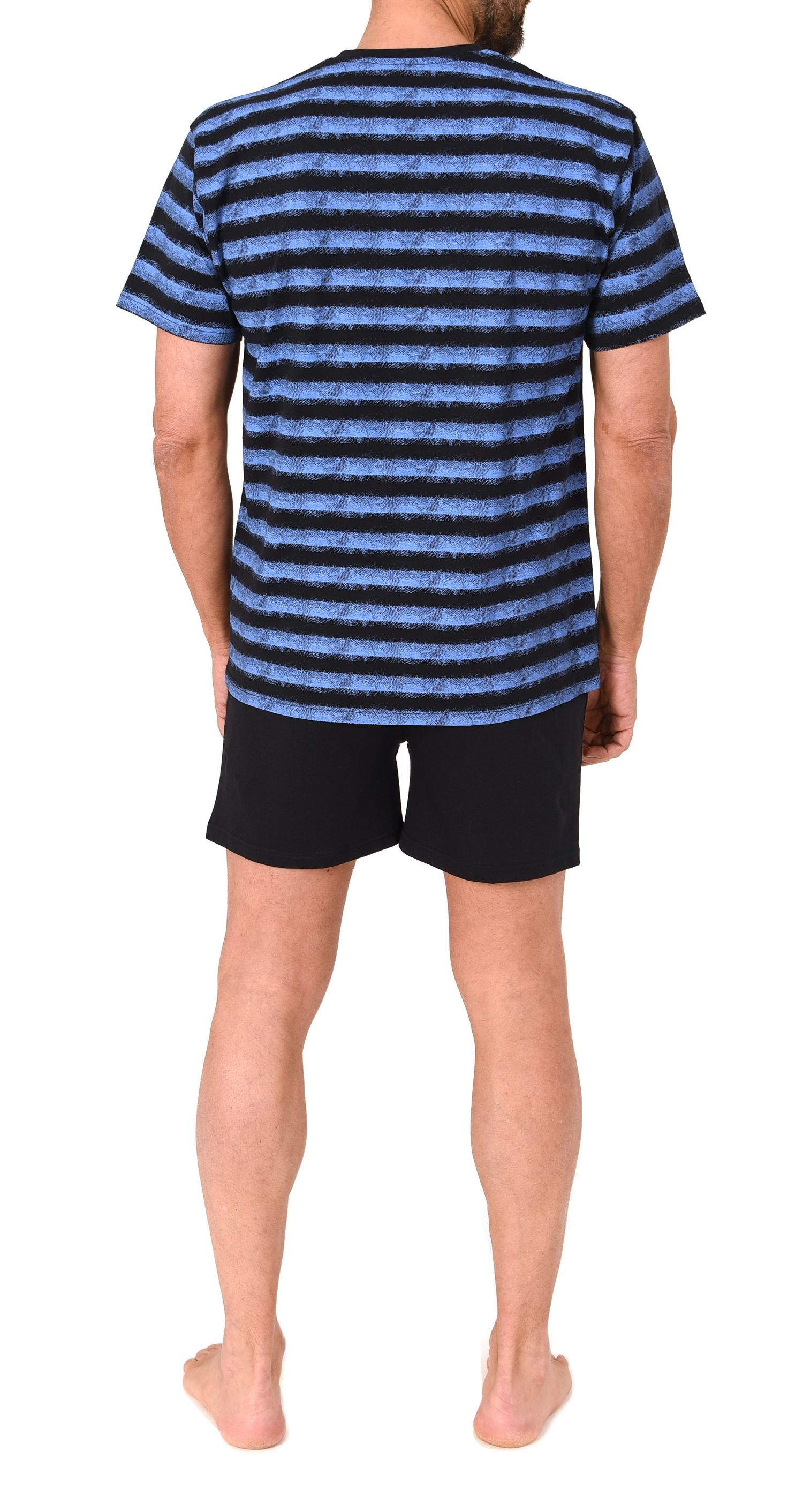 Normann Herren kurzarm Schlafanzug Shorty Pyjama in lässiger Streifenoptik und V-Hals Normann Herren kurzarm Schlafanzug Shorty Pyjama in lässiger Streifenoptik und V-Hals