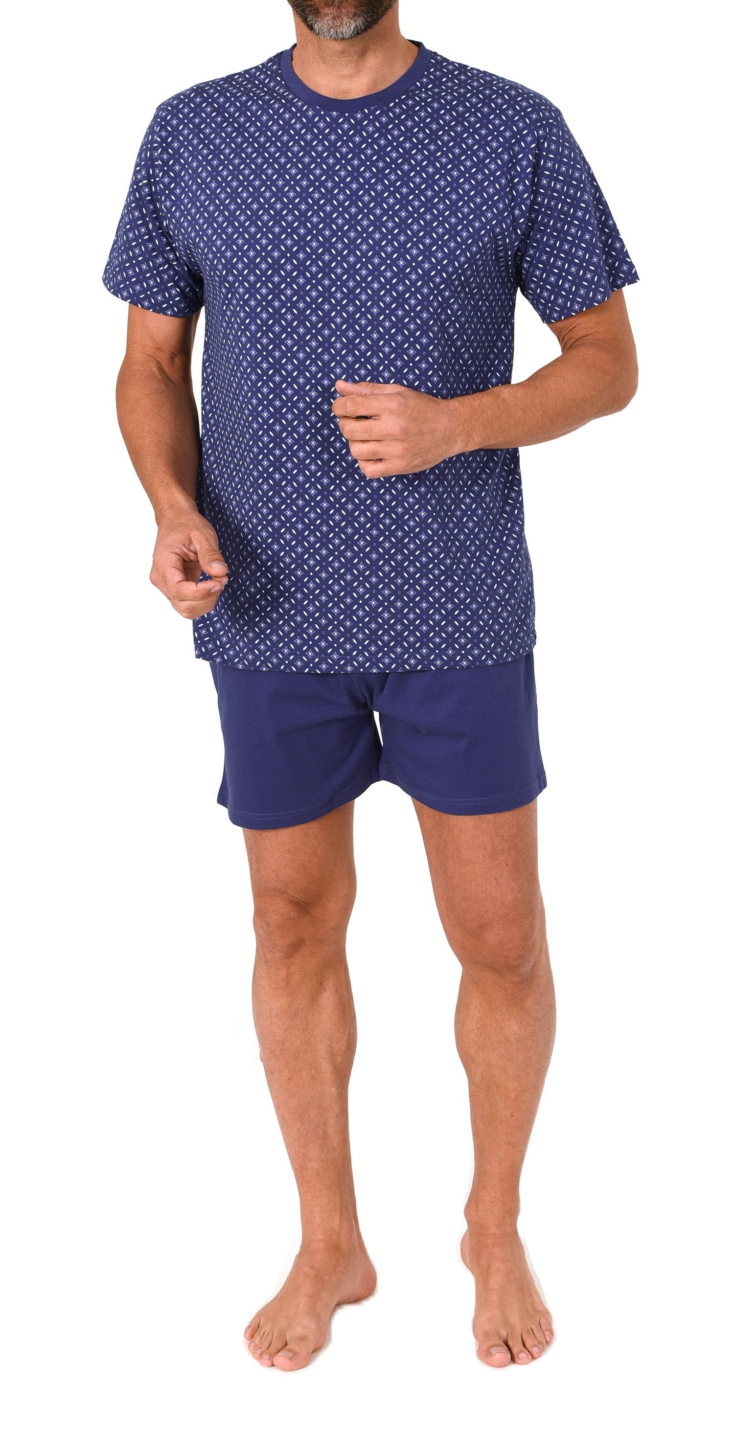 Normann Herren kurzarm Schlafanzug Shorty Pyjama in eleganter Minimimal-Print-Optik Normann Herren kurzarm Schlafanzug Shorty Pyjama in eleganter Minimimal-Print-Optik