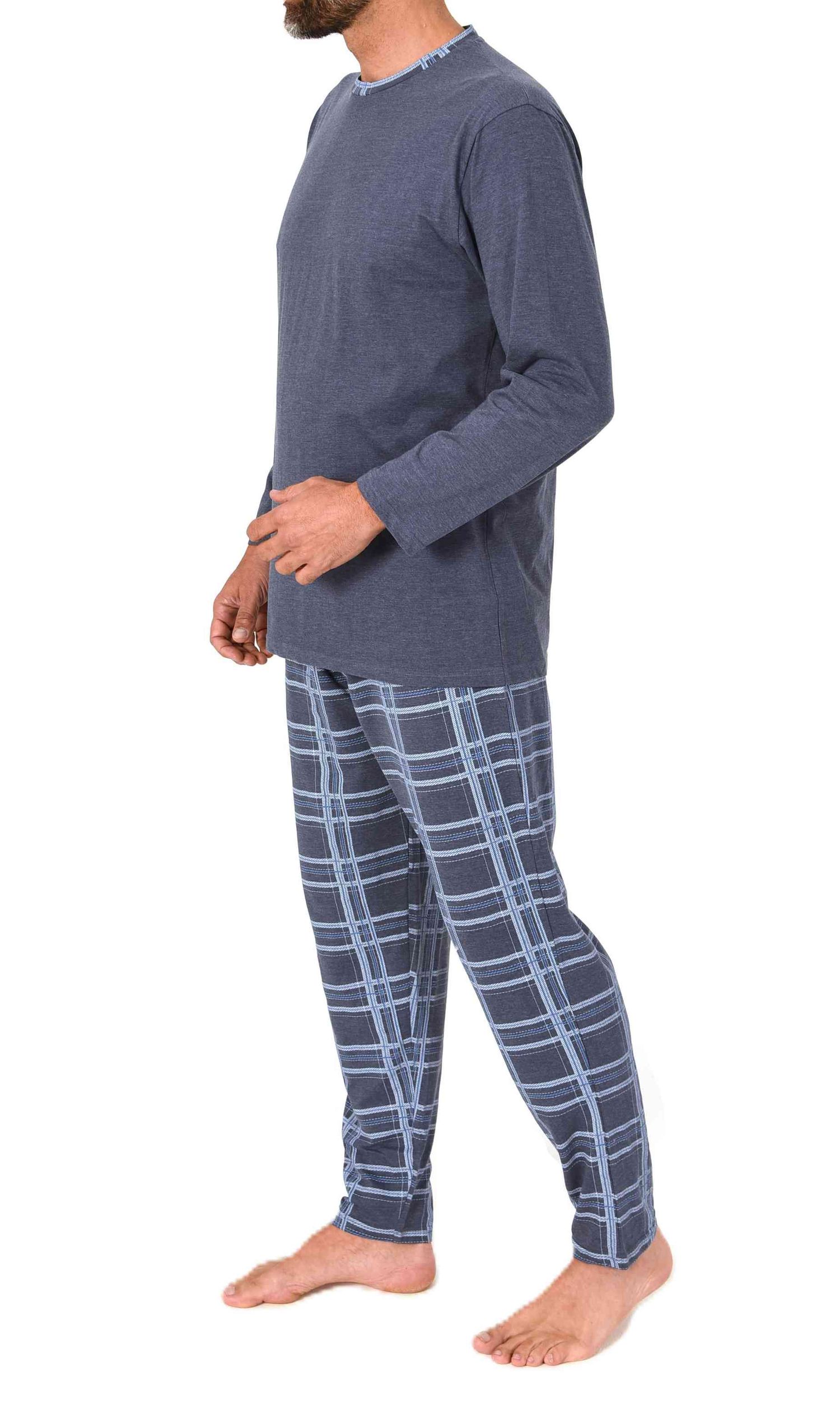 Normann Herren langarm Schlafanzug Pyjama mit Karohose aus Jersey