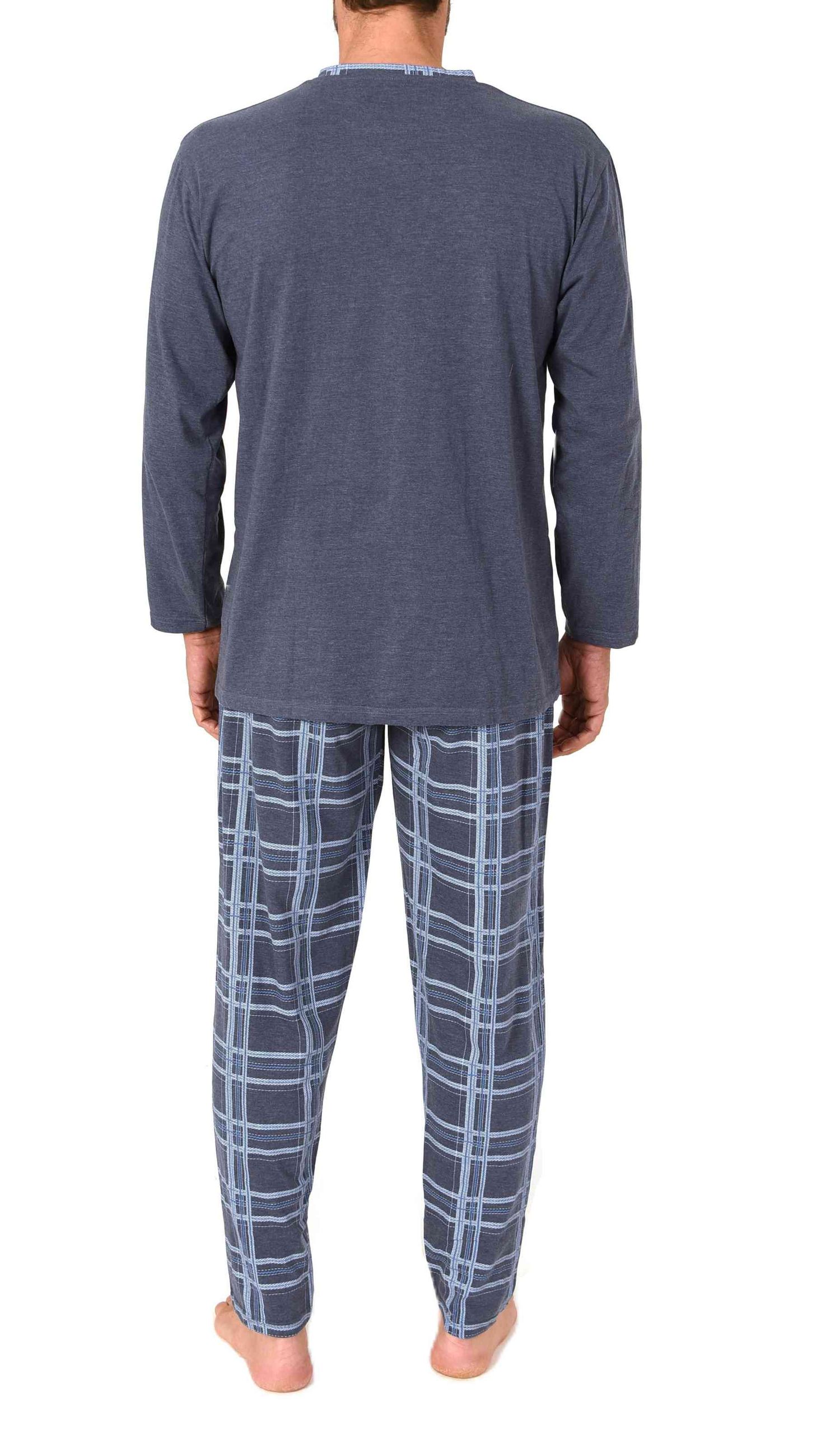 Normann Herren langarm Schlafanzug Pyjama mit Karohose aus Jersey