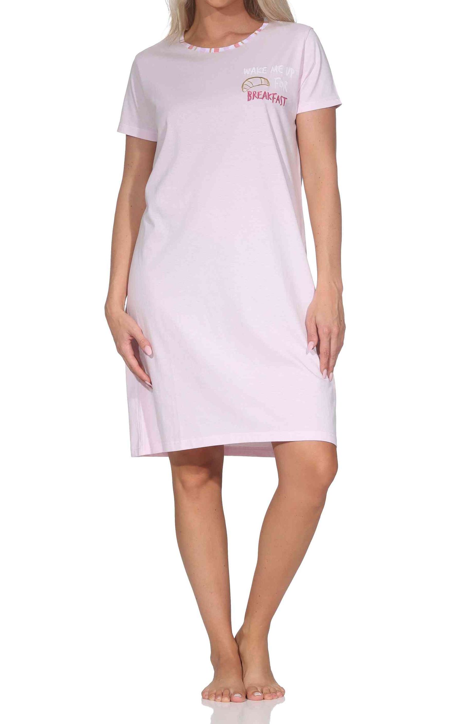 Normann Damen kurzarm Nachthemd Sleepshirt mit Frontprint