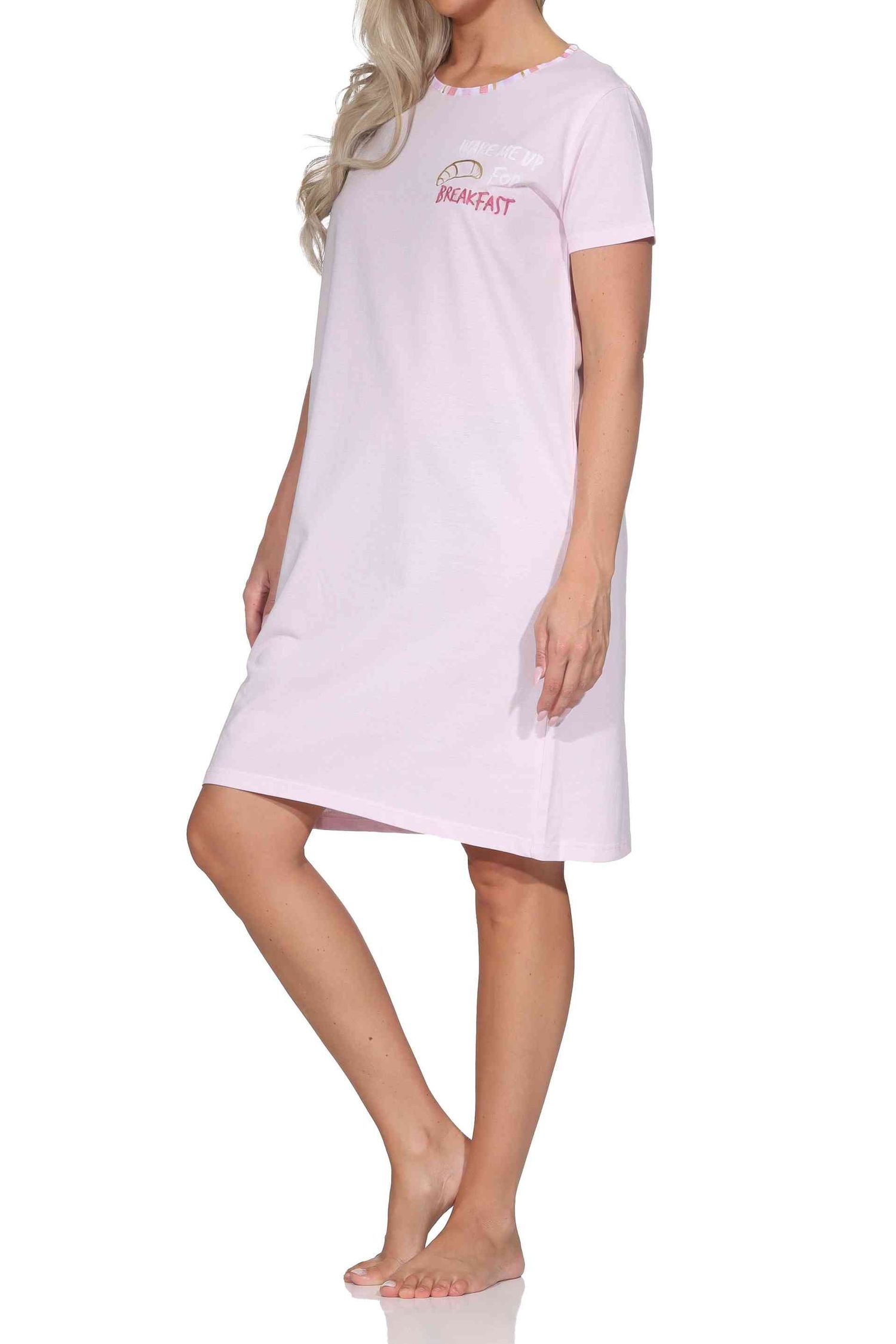 Normann Damen kurzarm Nachthemd Sleepshirt mit Frontprint