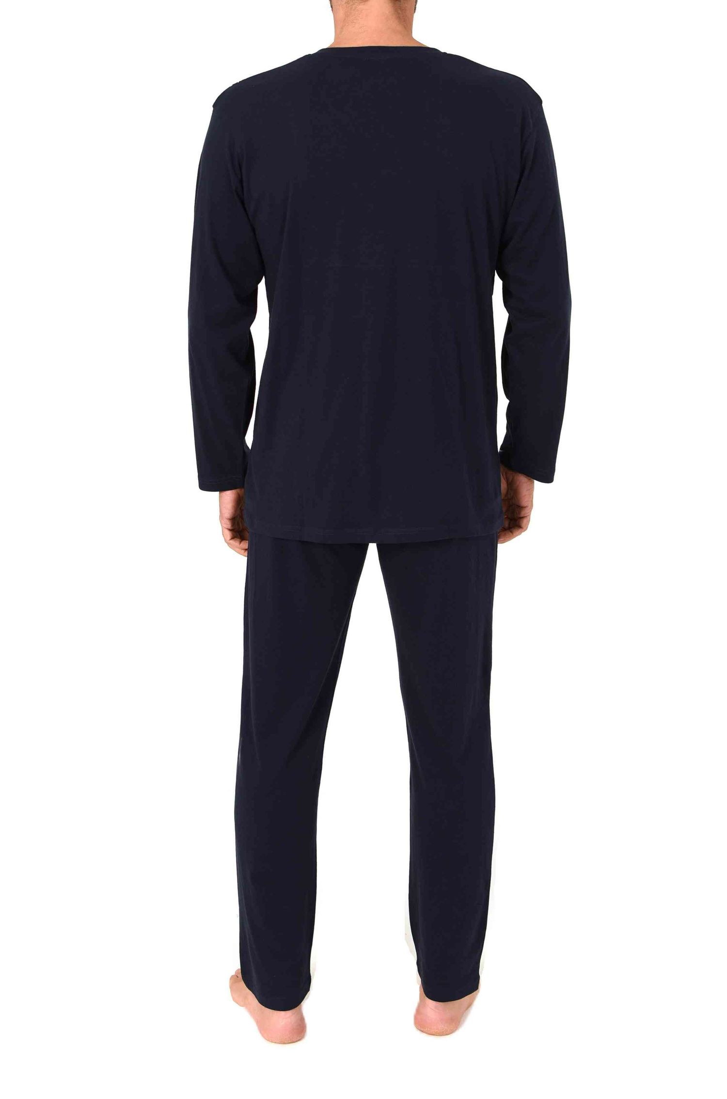 Normann Herren langarm Schlafanzug Pyjama mit Frontprint in klassisch eleganter Optik