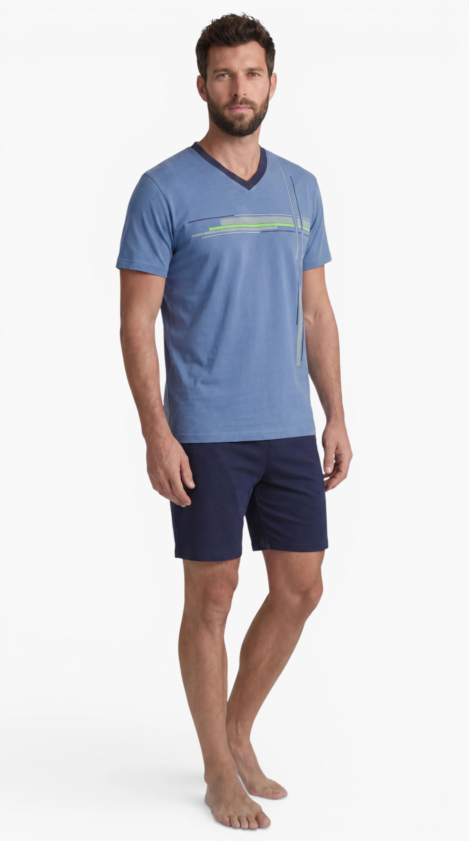 Normann Herren Schlafanzug Triset (3-er Set): lange Hose + kurze Hose + kurzarm Oberteil Normann Herren Schlafanzug Triset (3-er Set): lange Hose + kurze Hose + kurzarm Oberteil