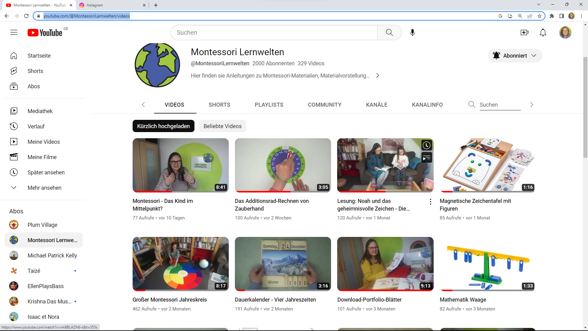 Der YouTube-Channel der Montessori Lernwelten