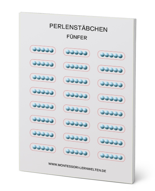 Fünfer-Perlenstäbchen, Aufkleber Block mit 20 Seiten Fünfer-Perlenstäbchen, Aufkleber Block mit 20 Seiten