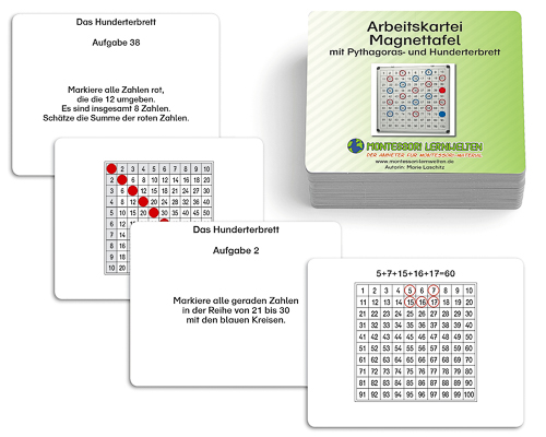 Arbeitskartei Magnettafel mit Pythagoras- und Hunderterbrett