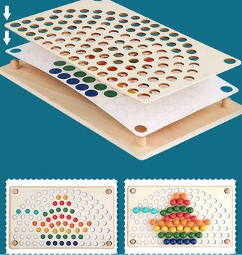 OESSUF Gioco di Legno con Perline a pioli Gioco di Legno con Perline a Clip Classificazione dei Colori Abilità motoria fine Giocattoli educativi Montessori (Arcobaleno