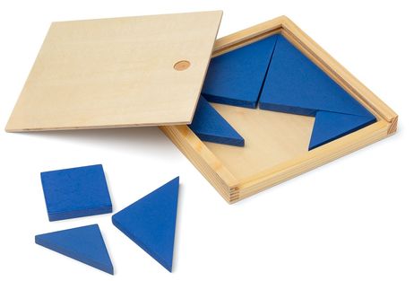 Tangram in legno in scatola di metallo 