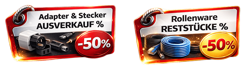 Ausverkauf Adapter & Stecker / Rollenware Reststücke