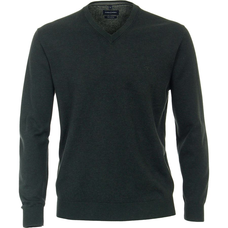 CasaModa XXL V-Neck Strickpullover dunkelgrün melange