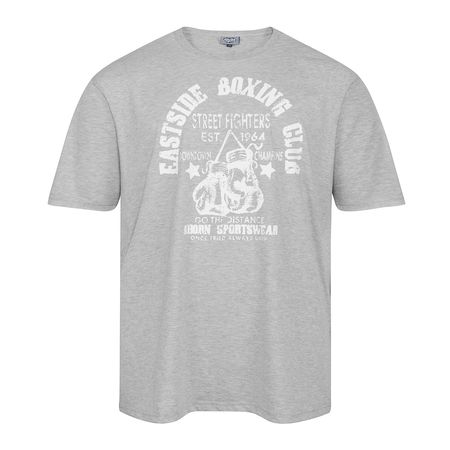 Übergröße Ahorn Retro Druck T-Shirt grau melange Übergröße Ahorn Retro Druck T-Shirt grau melange