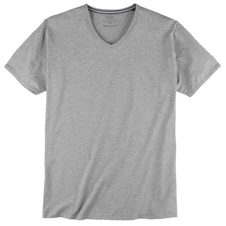 XXL Kitaro V-Neck Stretch T-Shirt hellgrau melange