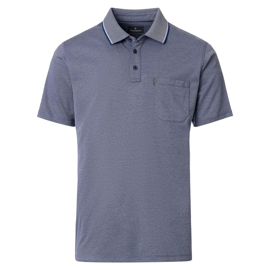 XXL CasaModa Polo easy care blau-silber melange