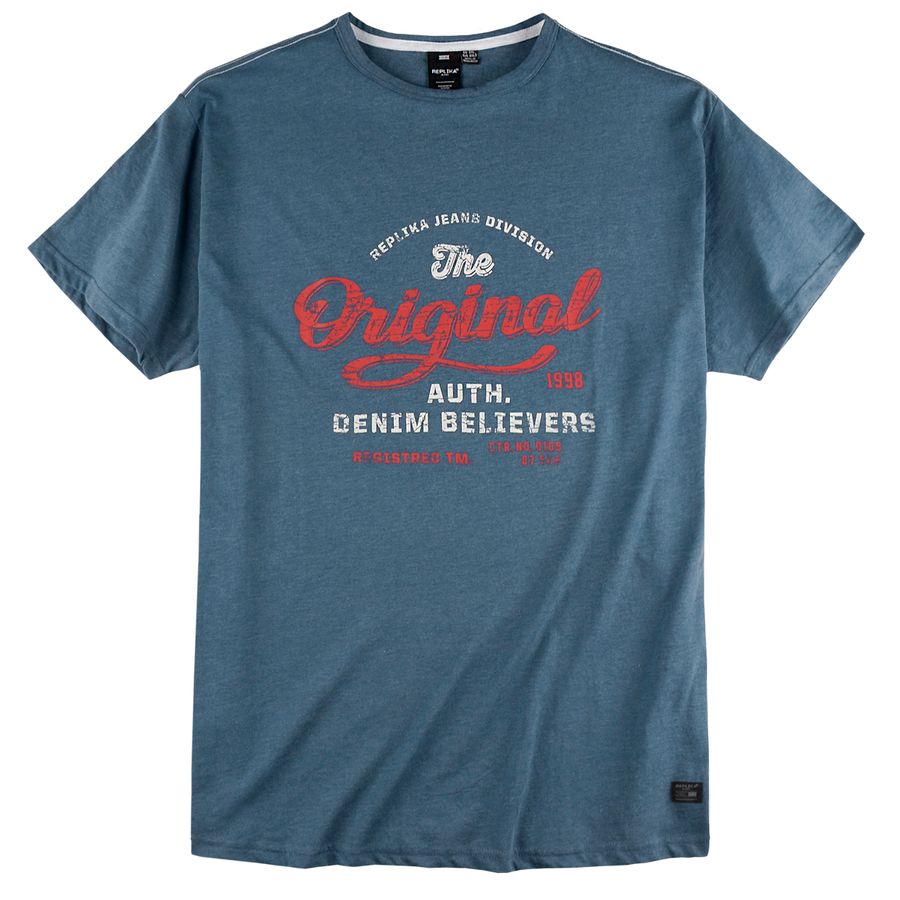 Replika by Allsize XXL T-Shirt blau melange bedruckt