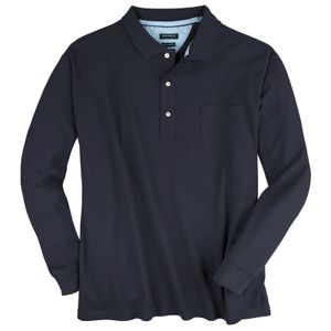Redfield Langarm-Poloshirt dunkelblau Übergröße